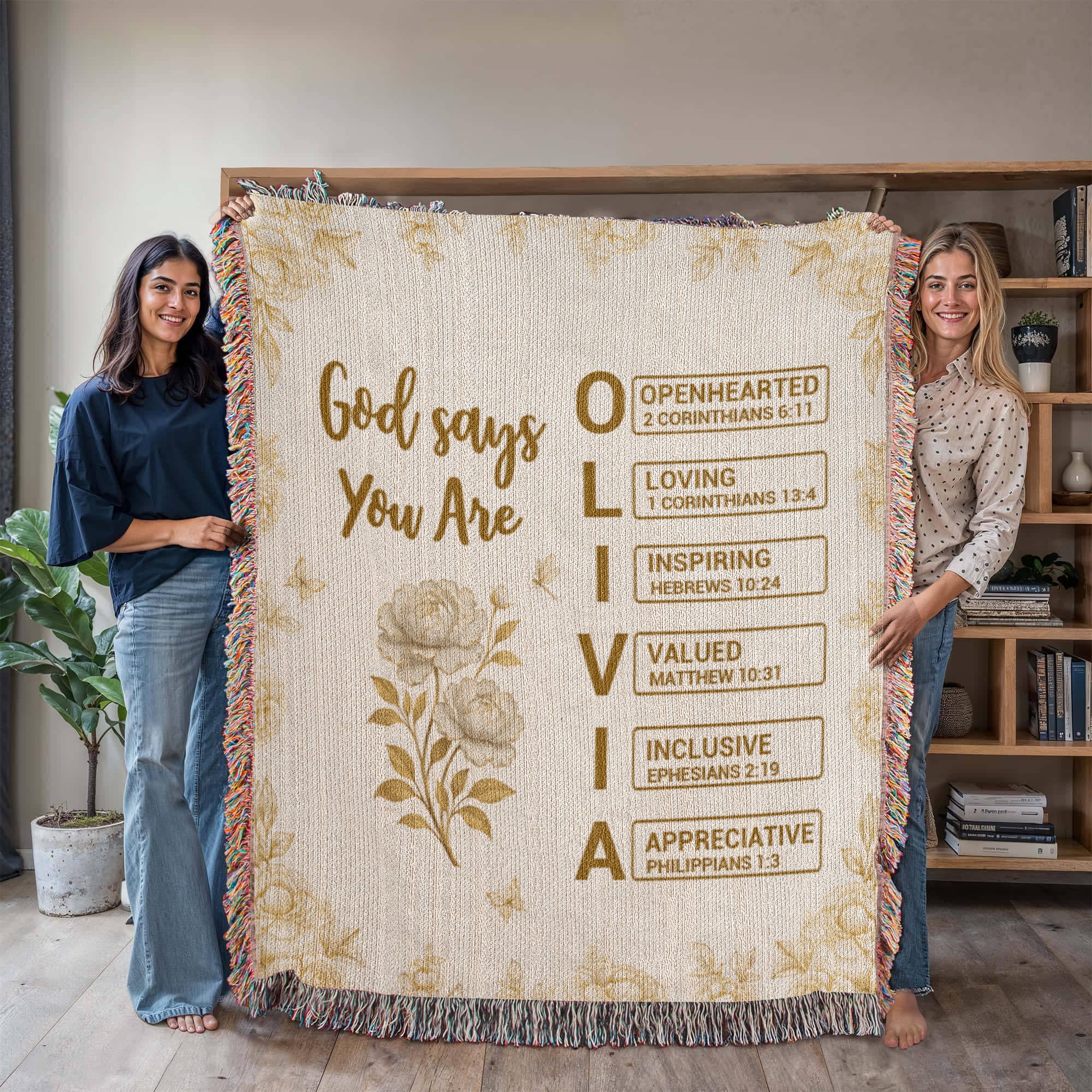 Personalized Heirloom Artwork Woven Blanket God Says You Are-Express Your Love Gifts