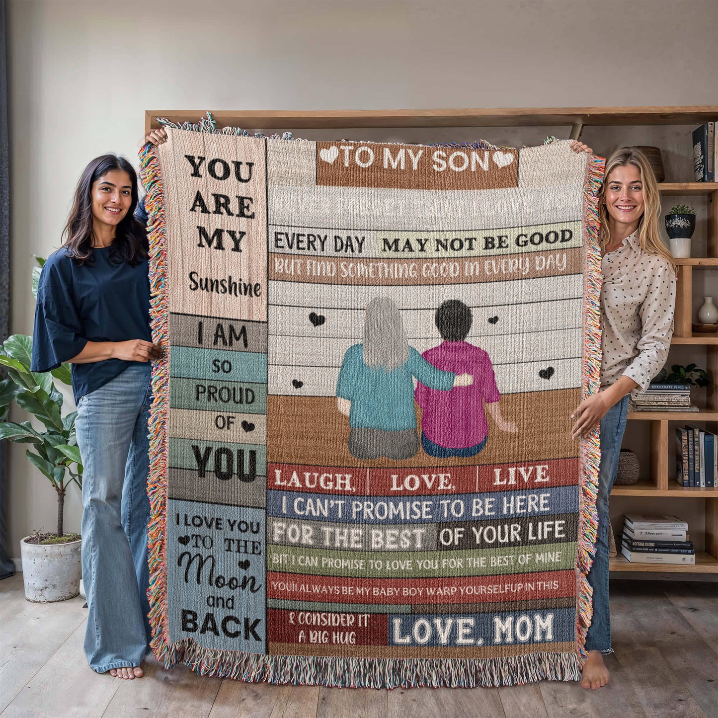 Heirloom Artwork Woven Blanket To My Son You Are My Sunshine-Express Your Love Gifts