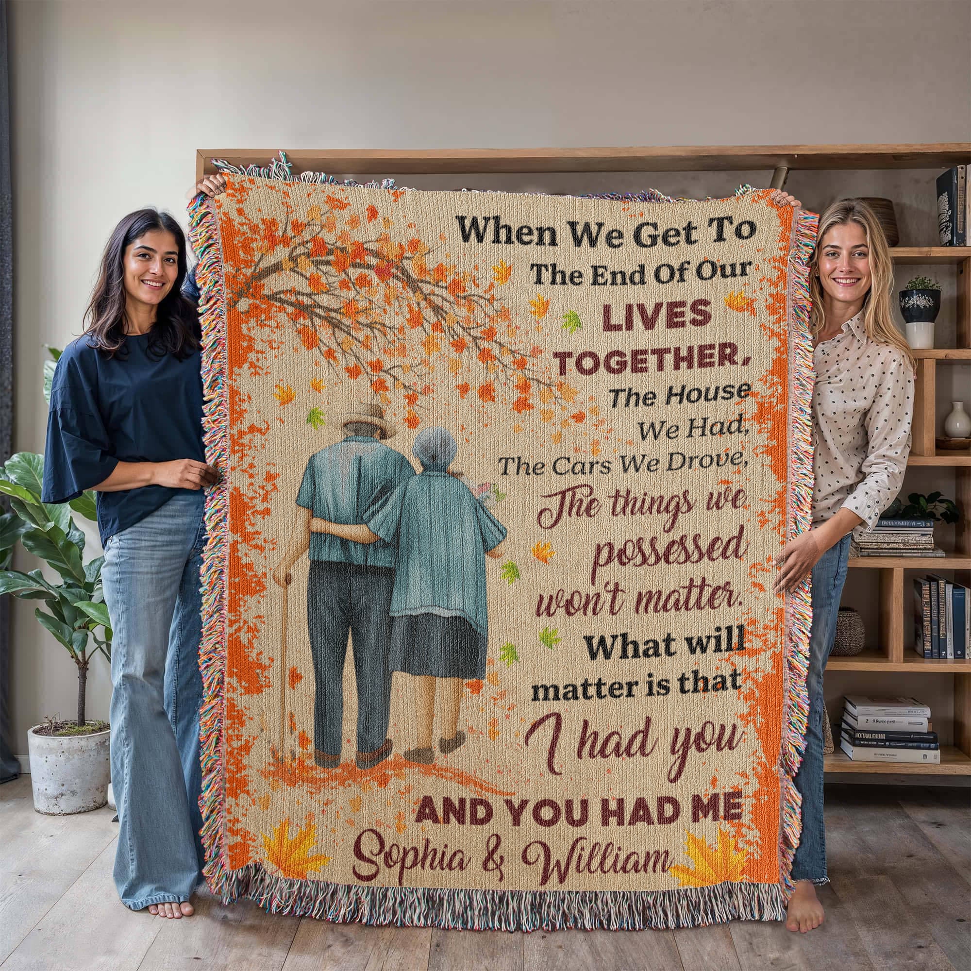 Personalized Heirloom Artwork Woven Blanket I Had You and Me-Express Your Love Gifts
