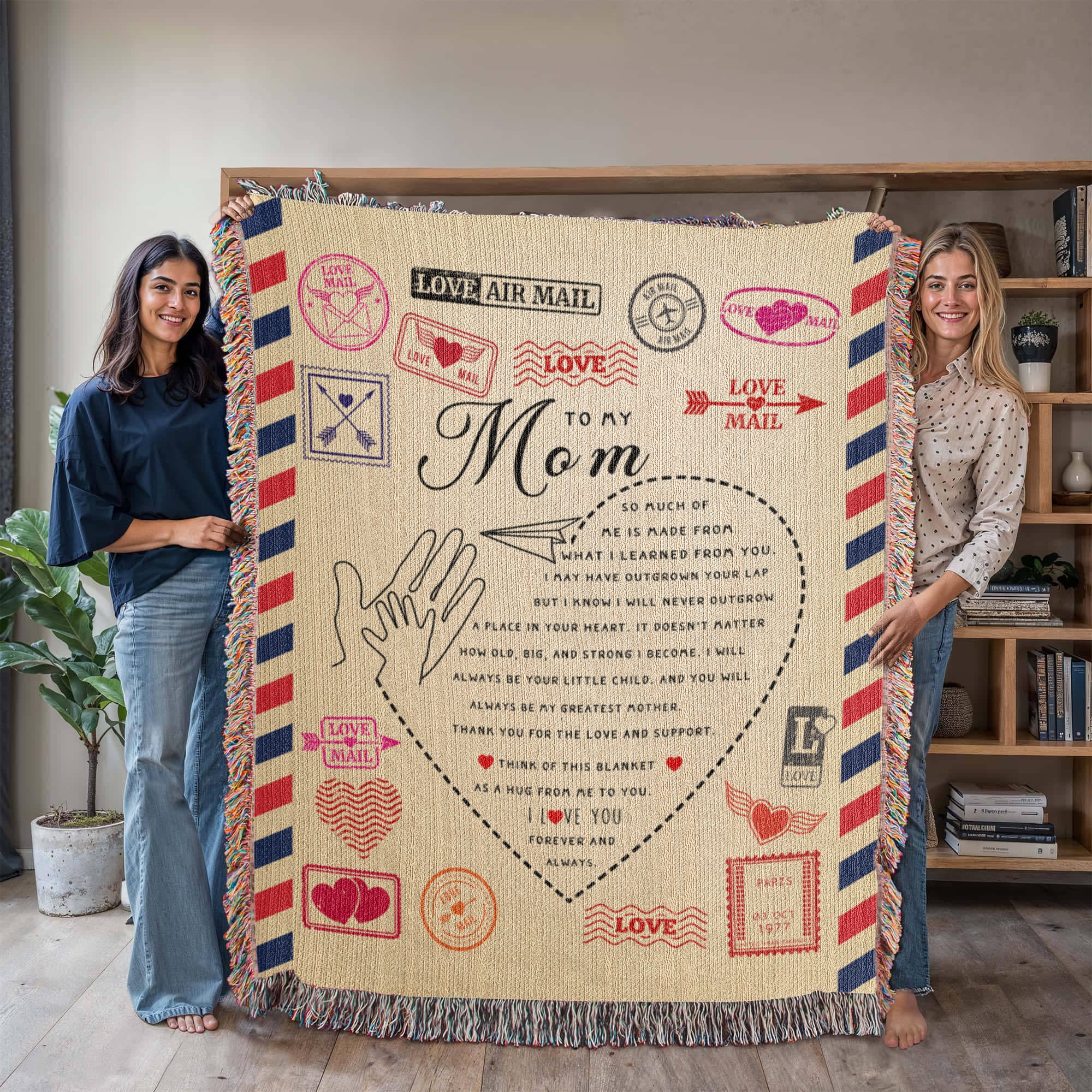 Personalized Heirloom Artwork Woven Blanket Love Mail-Express Your Love Gifts