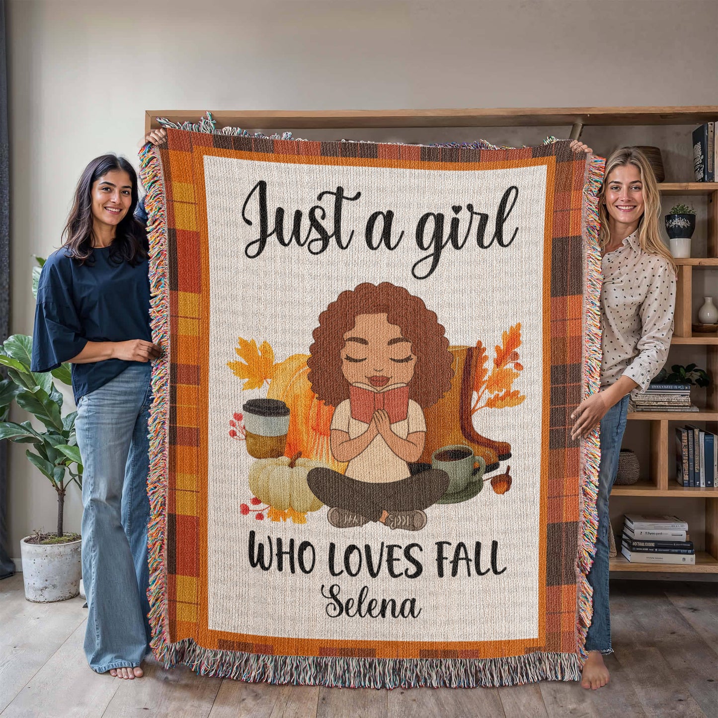 Personalized Heirloom Artwork Woven Blanket Just a Girl-Express Your Love Gifts