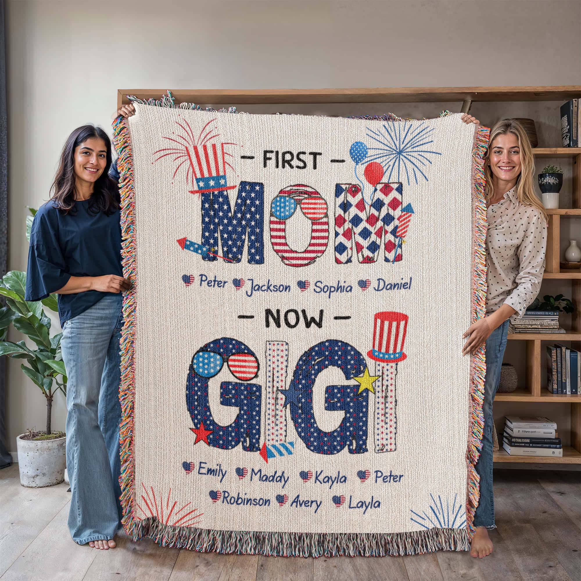 Personalized Heirloom Artwork Woven Blanket First Mom-Express Your Love Gifts