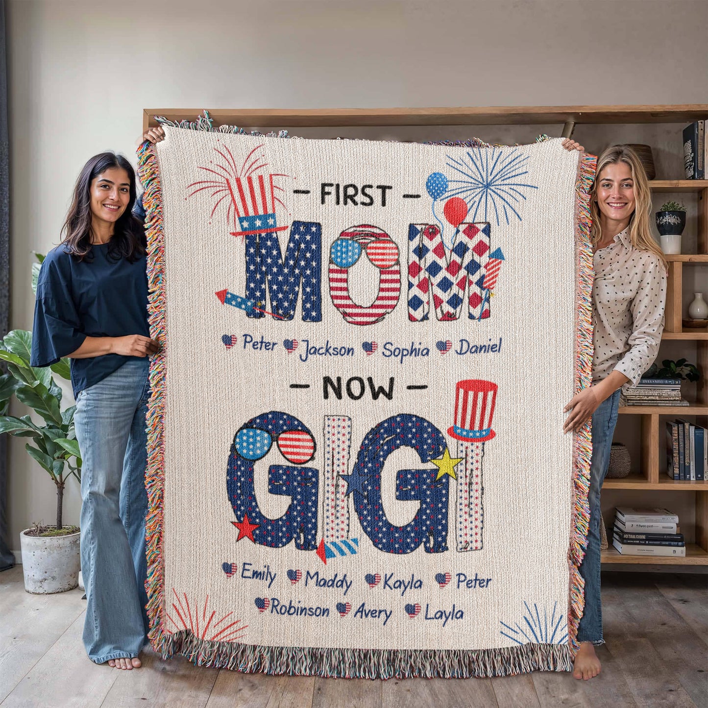 Personalized Heirloom Artwork Woven Blanket First Mom-Express Your Love Gifts