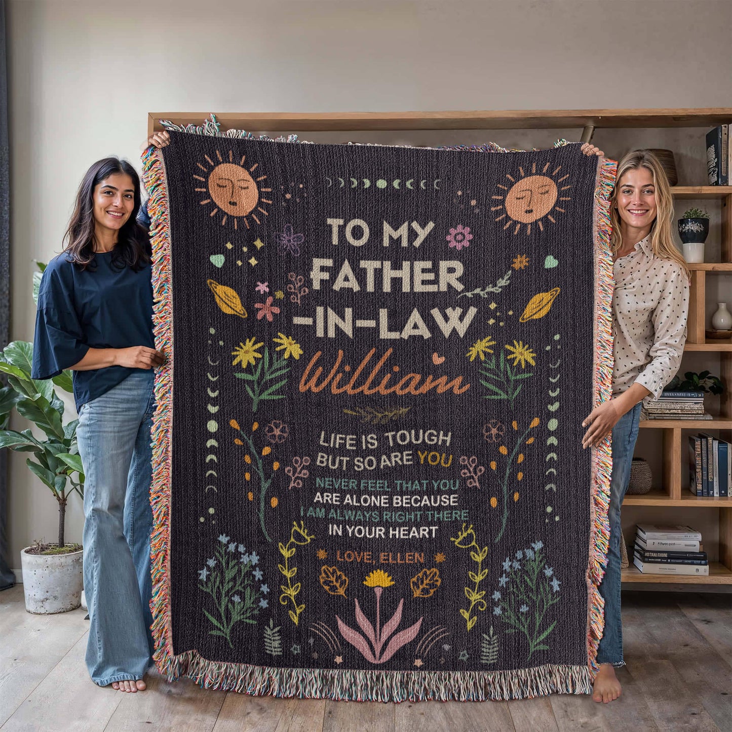 Personalized Heirloom Artwork Woven Blanket Life is Tough-Express Your Love Gifts