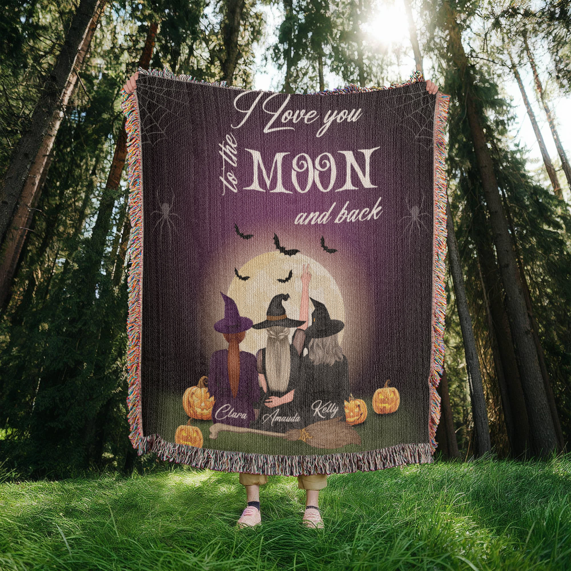 Personalized Heirloom Artwork Woven Blanket I Love You to The Moon and Back-Express Your Love Gifts