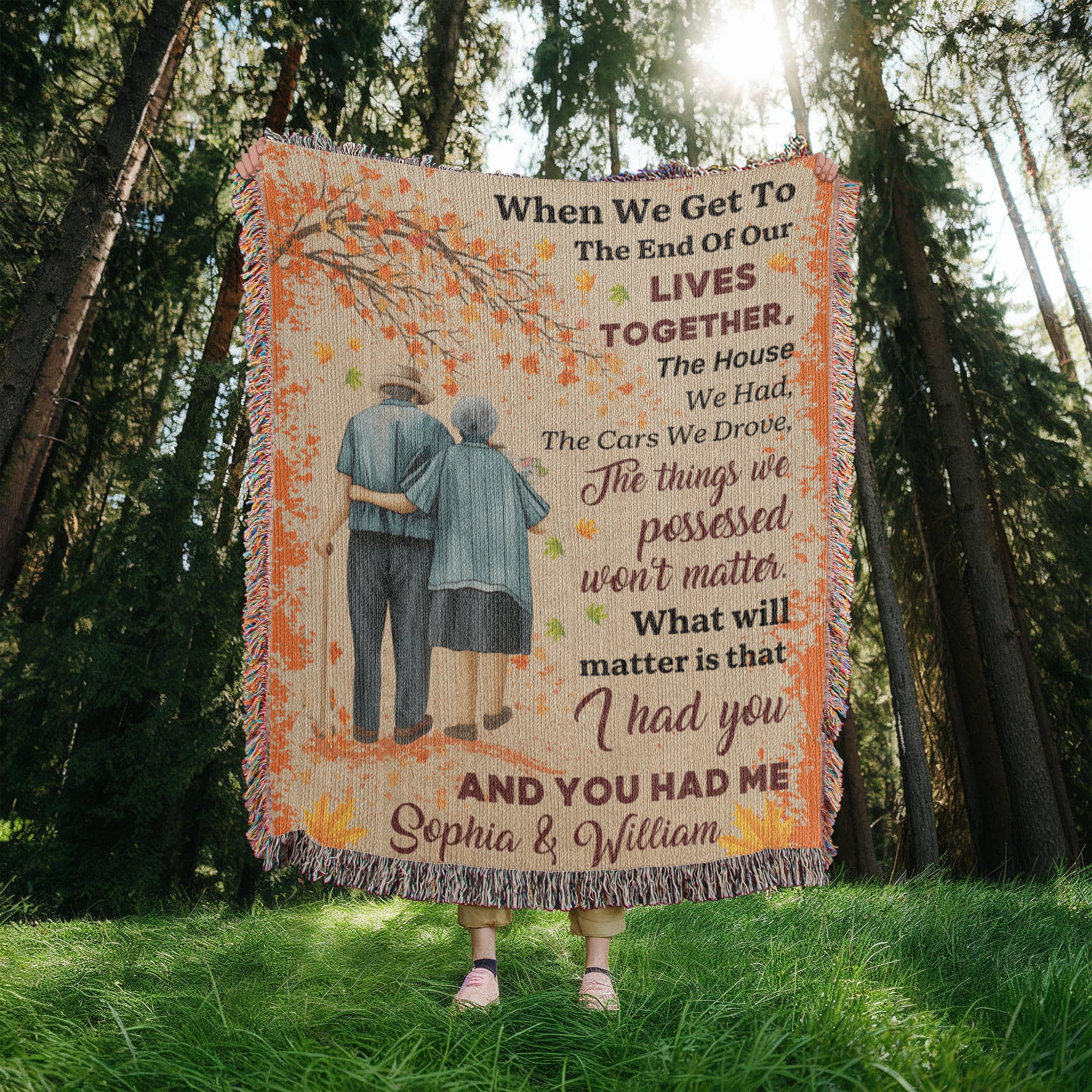 Personalized Heirloom Artwork Woven Blanket I Had You and Me-Express Your Love Gifts