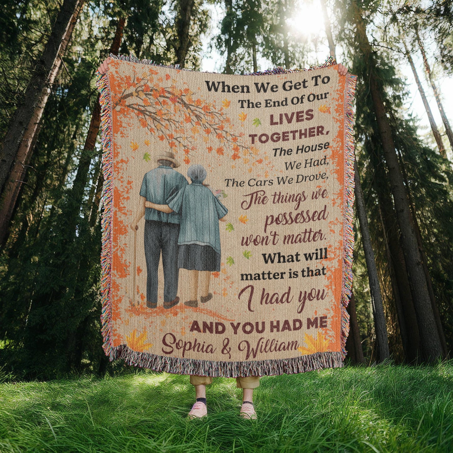 Personalized Heirloom Artwork Woven Blanket I Had You and Me-Express Your Love Gifts