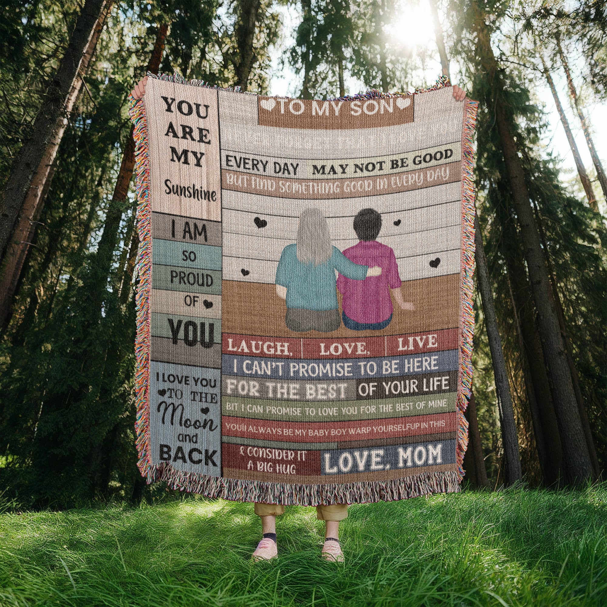 Heirloom Artwork Woven Blanket To My Son You Are My Sunshine-Express Your Love Gifts