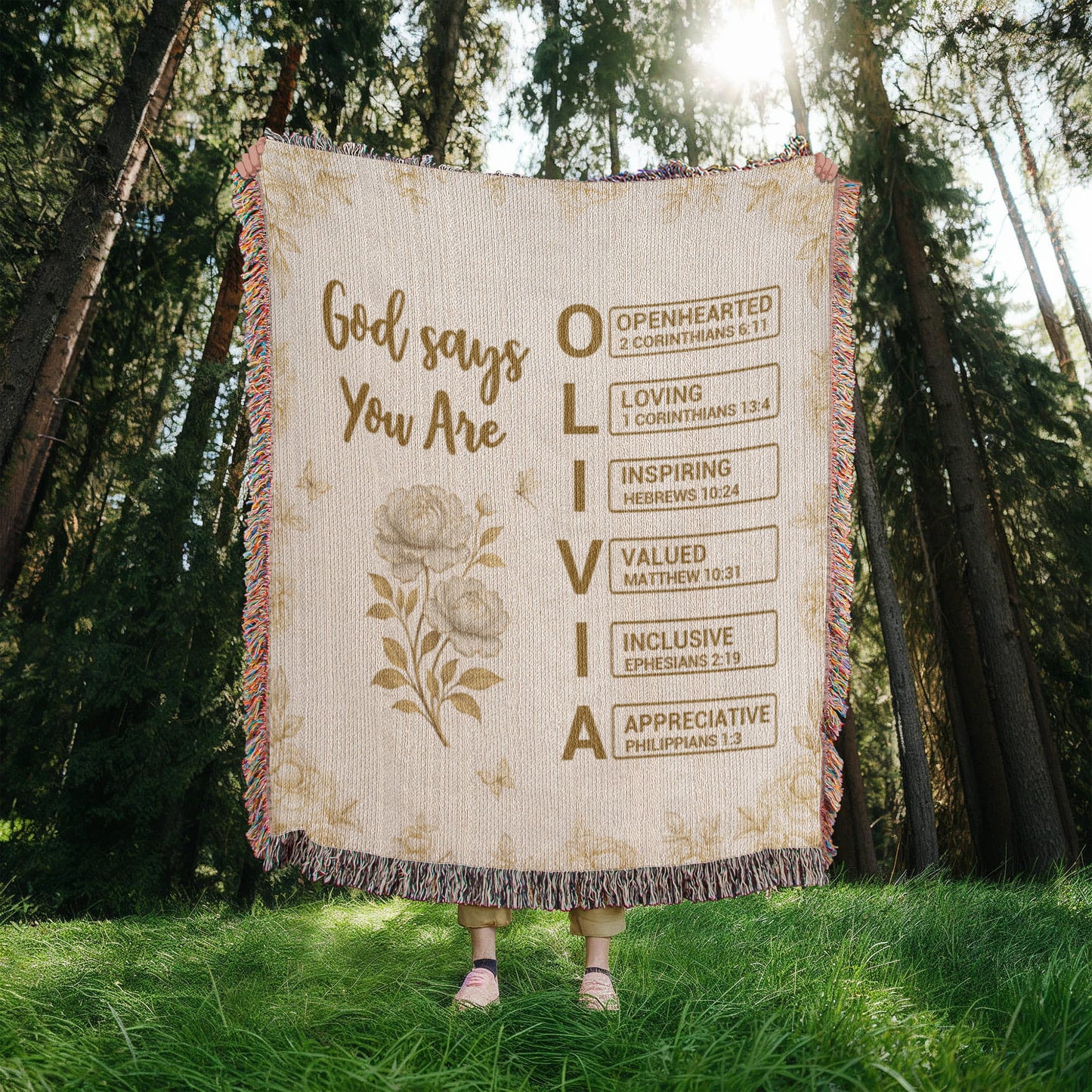 Personalized Heirloom Artwork Woven Blanket God Says You Are-Express Your Love Gifts
