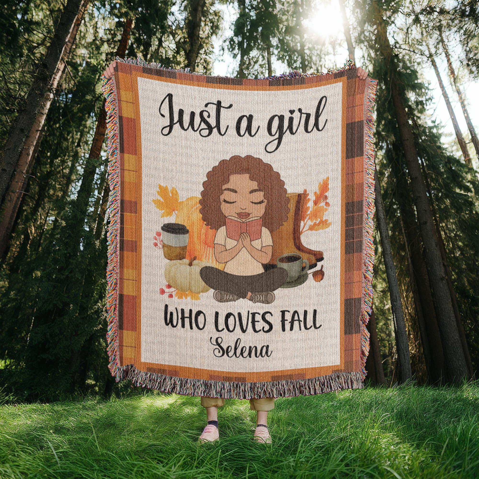 Personalized Heirloom Artwork Woven Blanket Just a Girl-Express Your Love Gifts