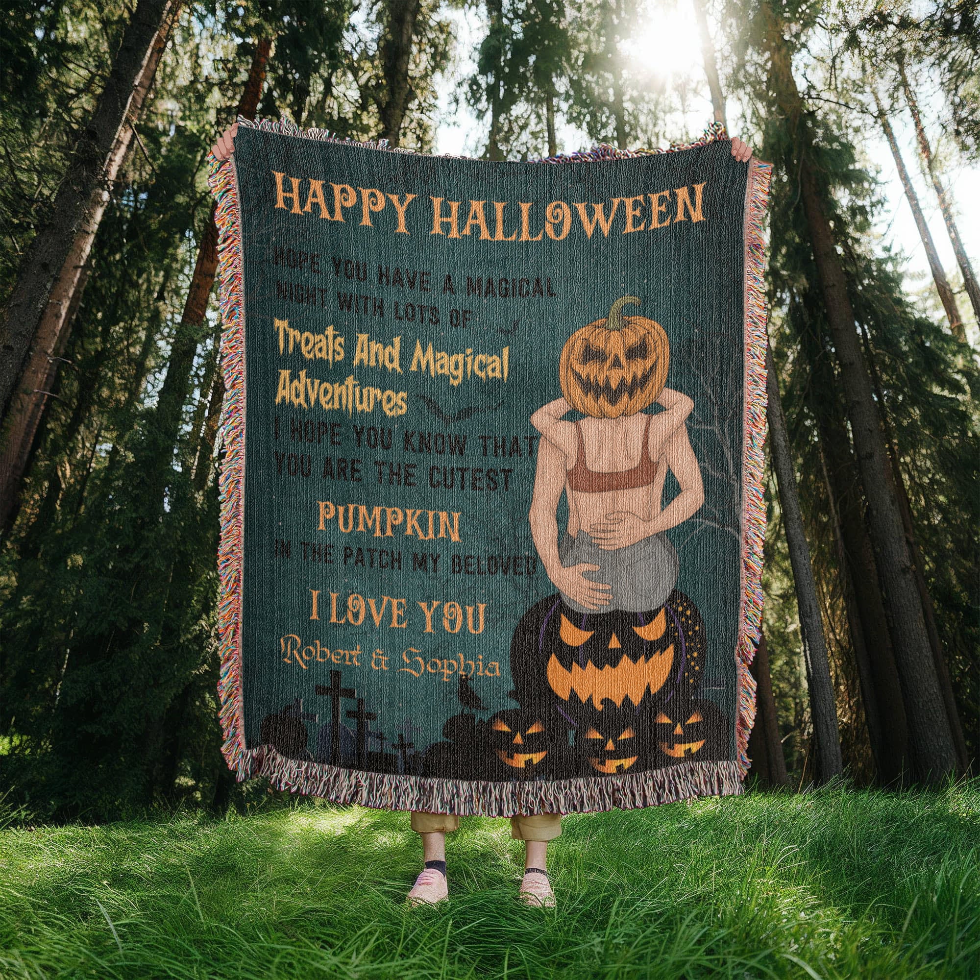 Personalized Heirloom Artwork Woven Blanket Treats and Magical Adventure-Express Your Love Gifts