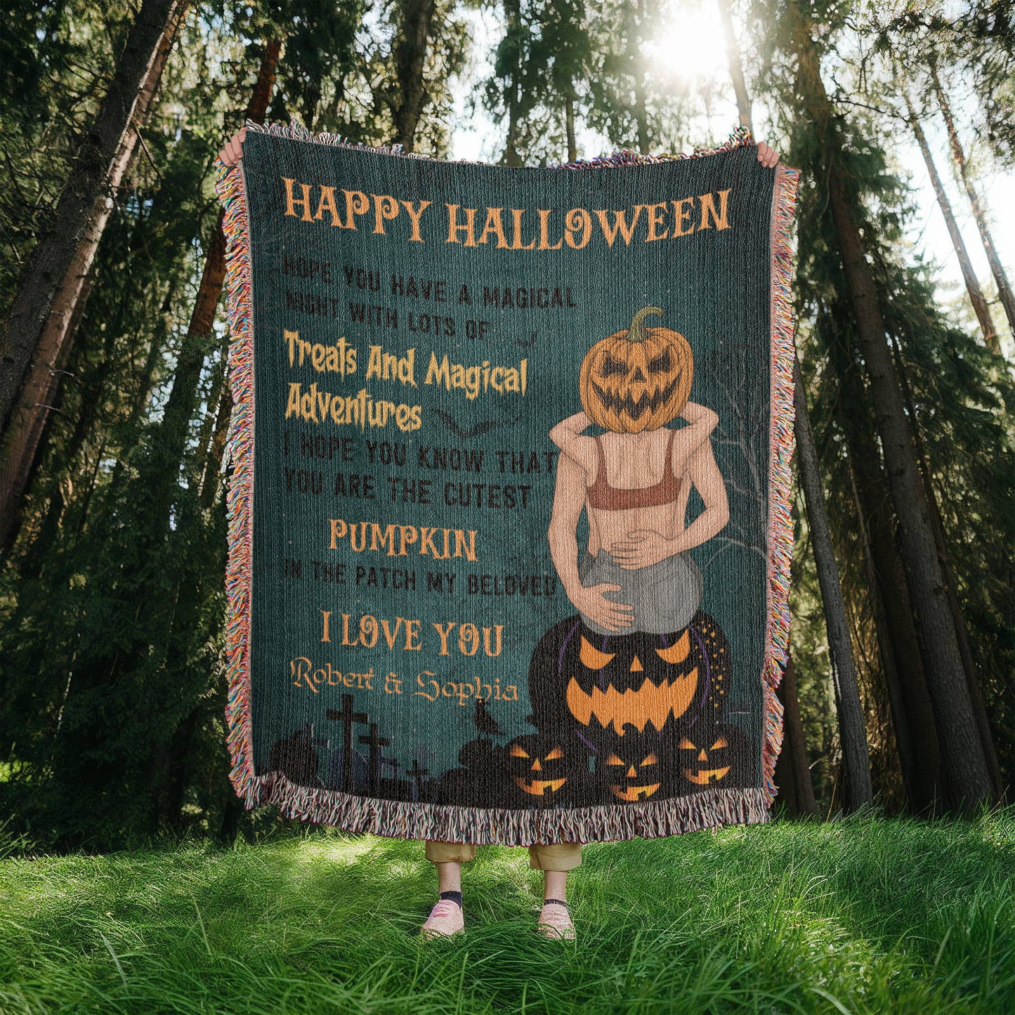 Personalized Heirloom Artwork Woven Blanket Treats and Magical Adventure-Express Your Love Gifts
