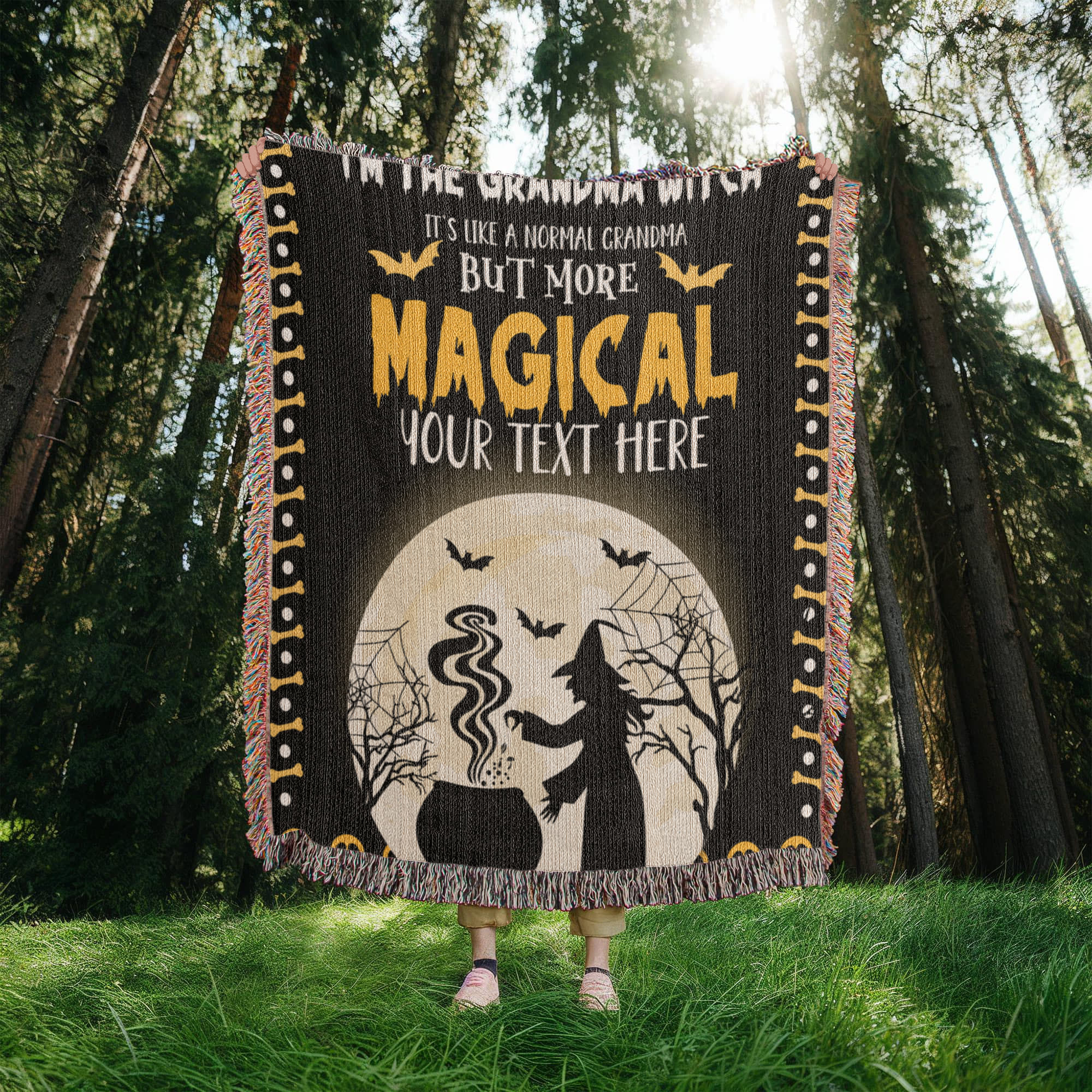 Personalized Heirloom Artwork Woven Blanket Grandma Witch-Express Your Love Gifts