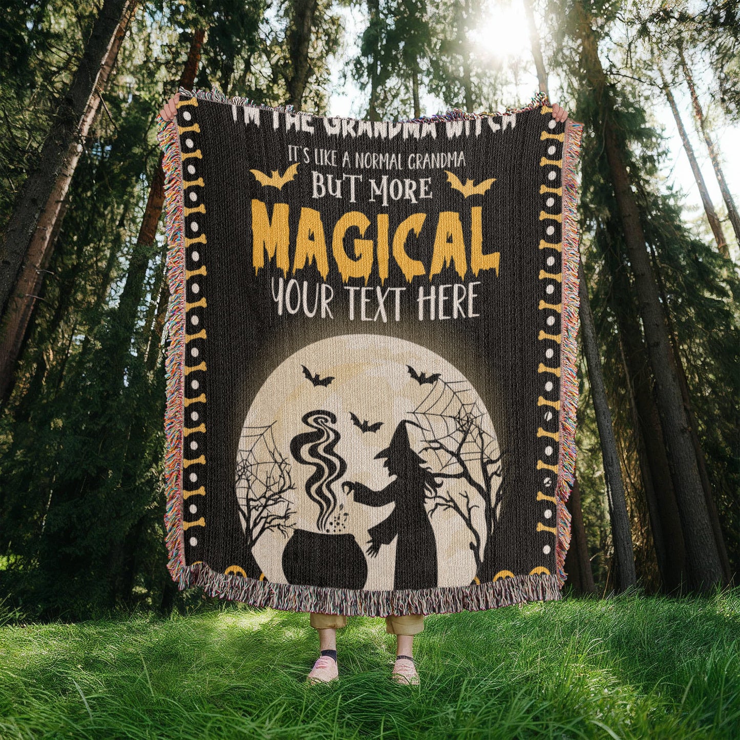 Personalized Heirloom Artwork Woven Blanket Grandma Witch-Express Your Love Gifts