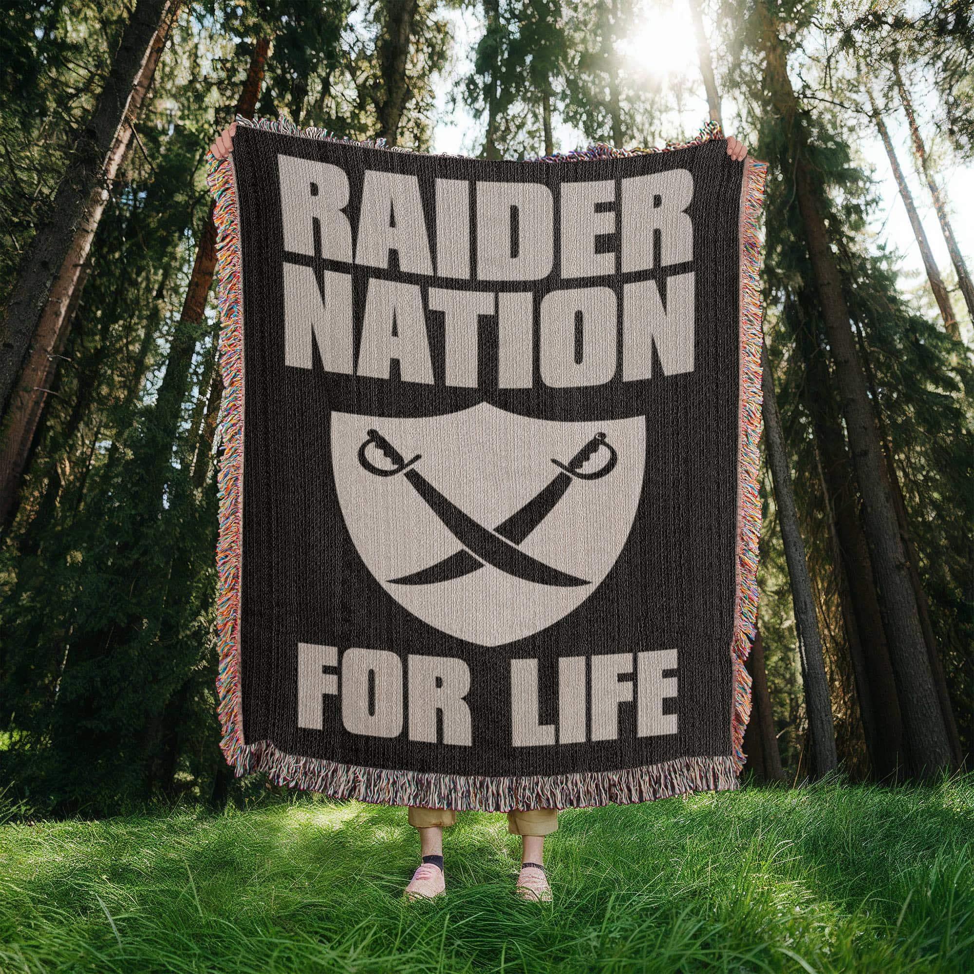 Raider Nation For Life Heirloom Artwork Woven Blanket-Express Your Love Gifts
