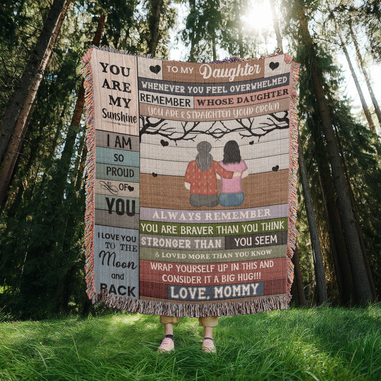 Heirloom Artwork Woven Blanket To My Daughter You Are My Sunshine-Express Your Love Gifts