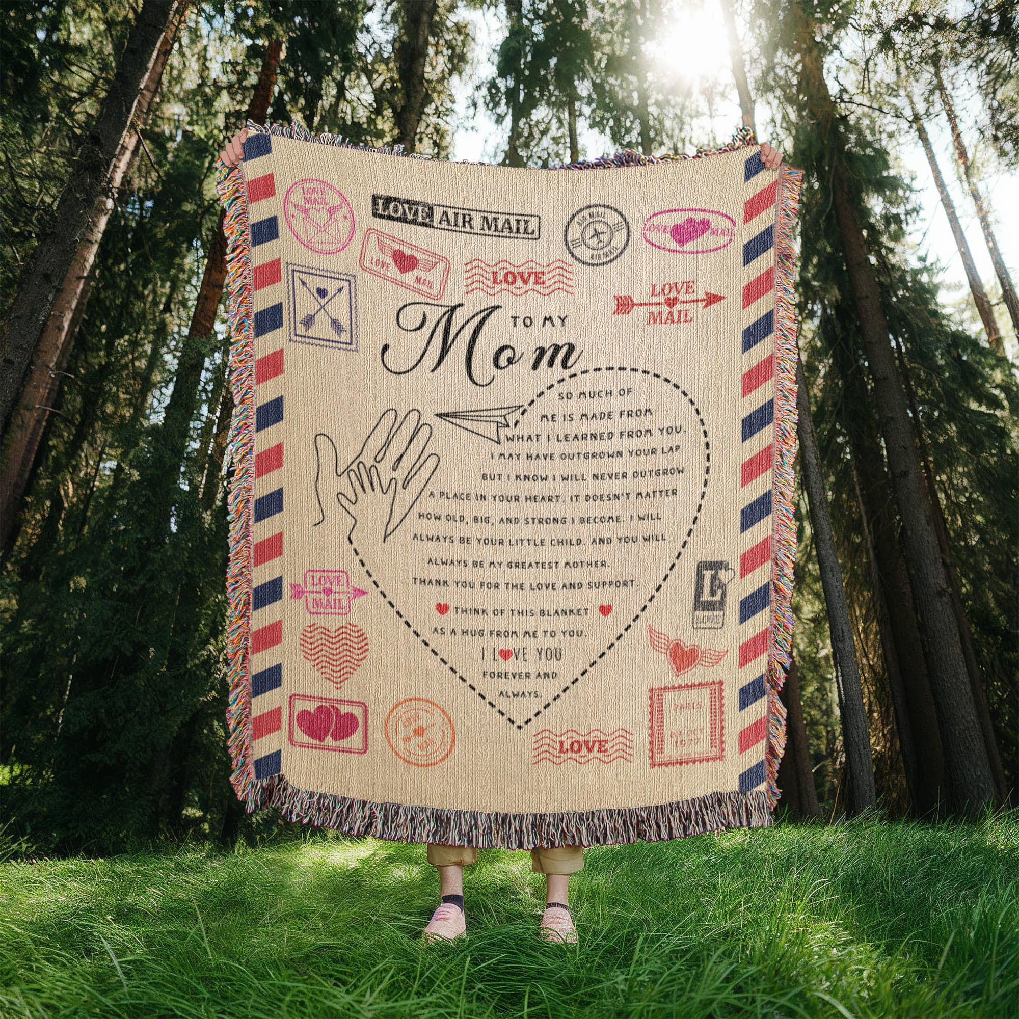 Personalized Heirloom Artwork Woven Blanket Love Mail-Express Your Love Gifts