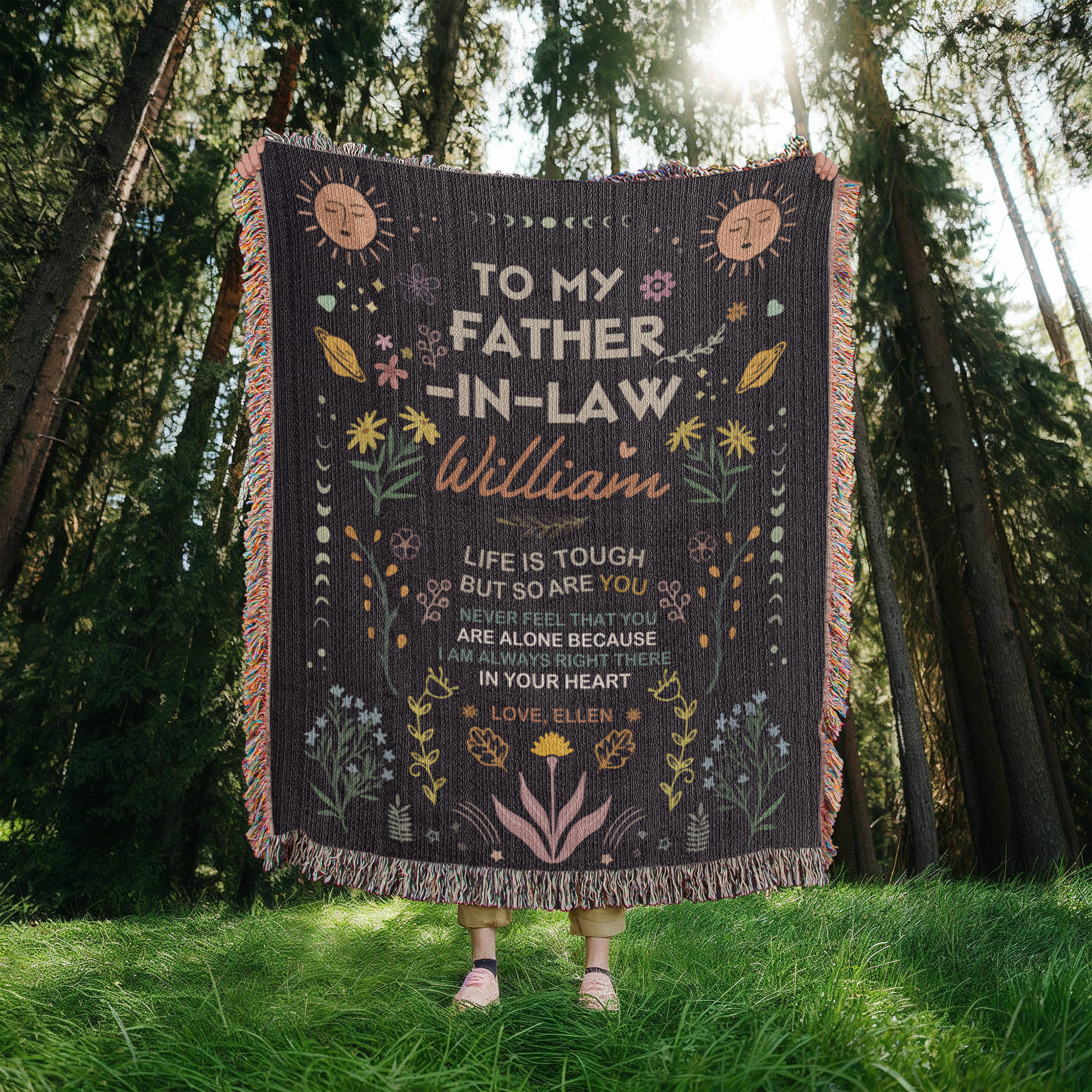 Personalized Heirloom Artwork Woven Blanket Life is Tough-Express Your Love Gifts