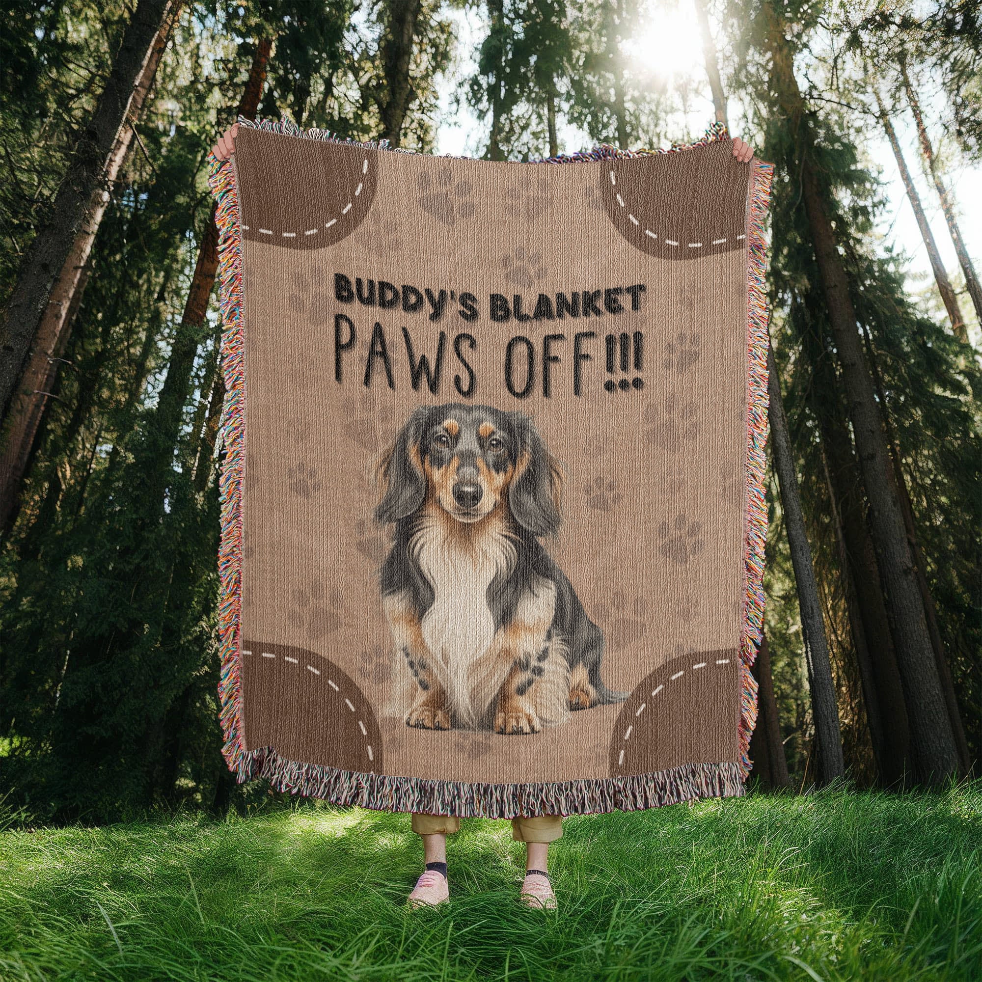 Heirloom Artwork Woven Blanket Paws Off-Express Your Love Gifts