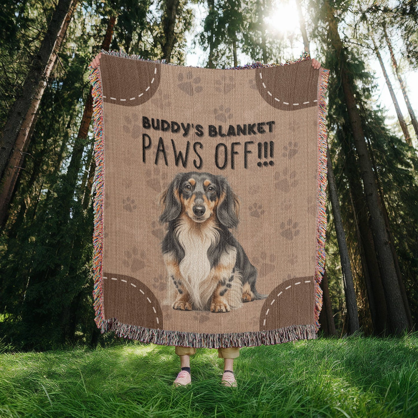 Heirloom Artwork Woven Blanket Paws Off-Express Your Love Gifts