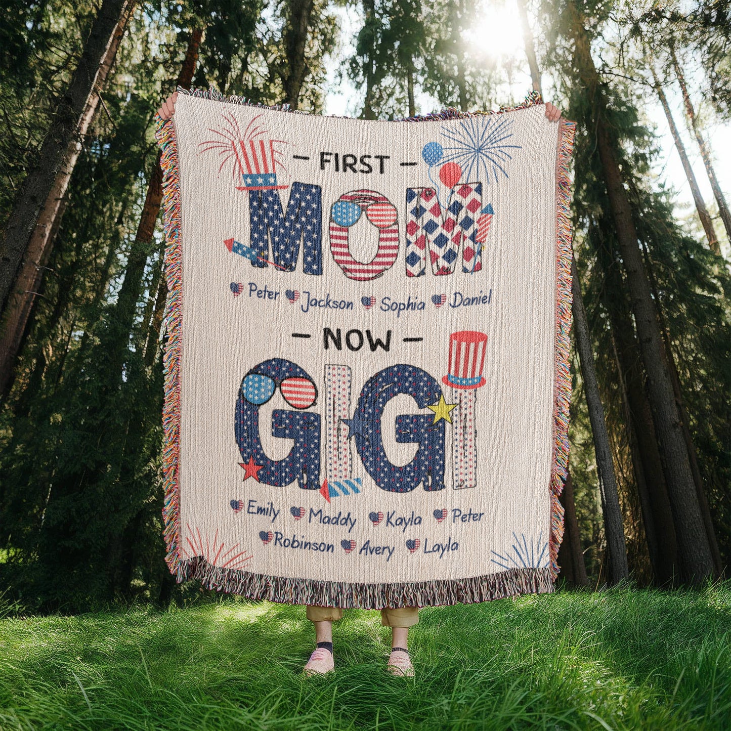 Personalized Heirloom Artwork Woven Blanket First Mom-Express Your Love Gifts