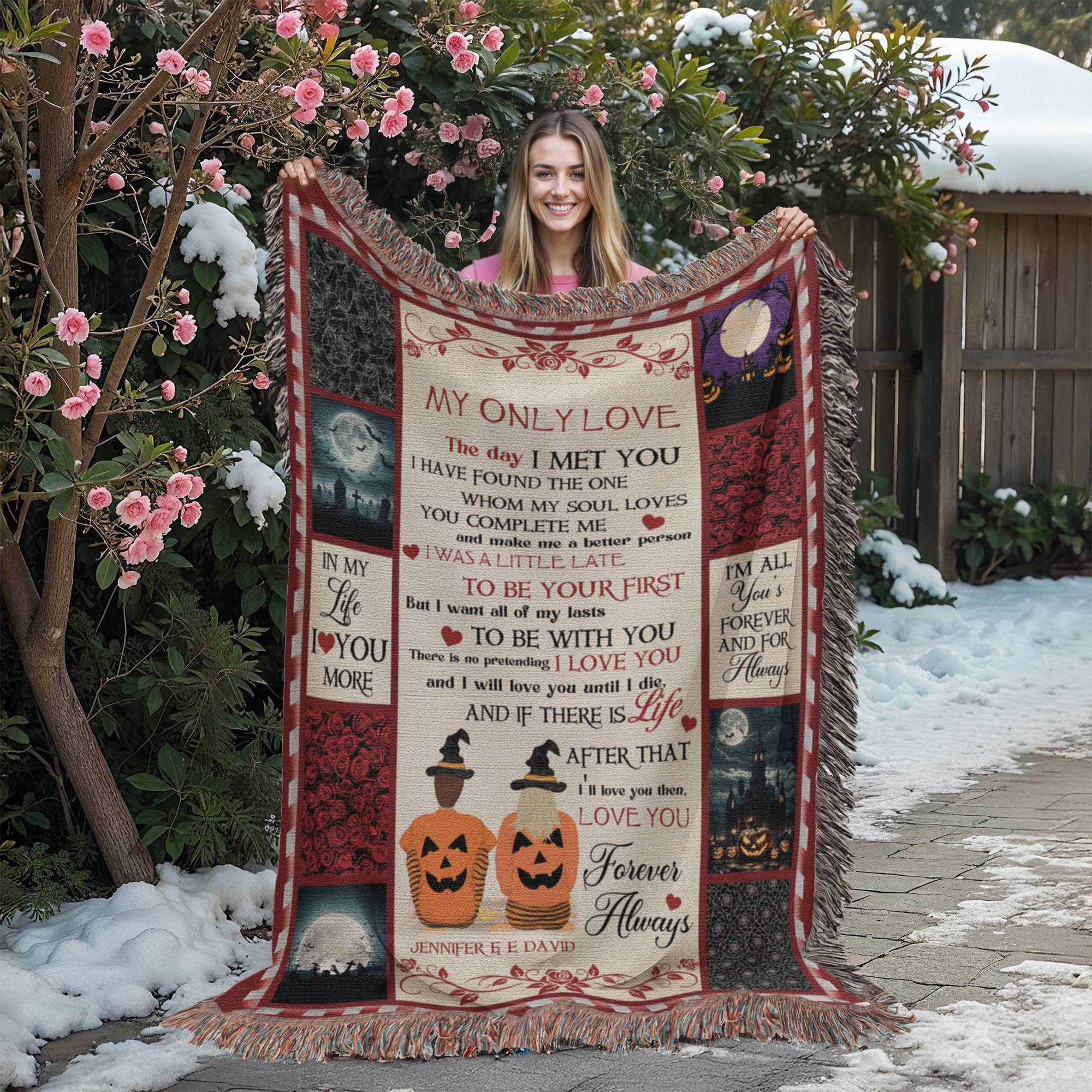 Personalized Heirloom Artwork Woven Blanket My Only Love-Express Your Love Gifts