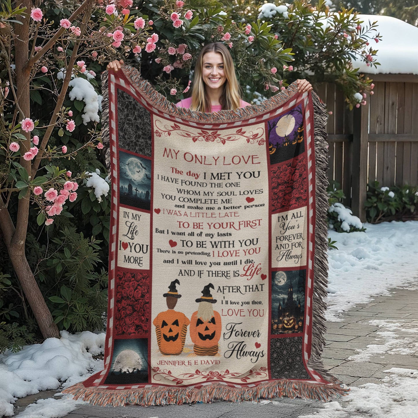 Personalized Heirloom Artwork Woven Blanket My Only Love-Express Your Love Gifts