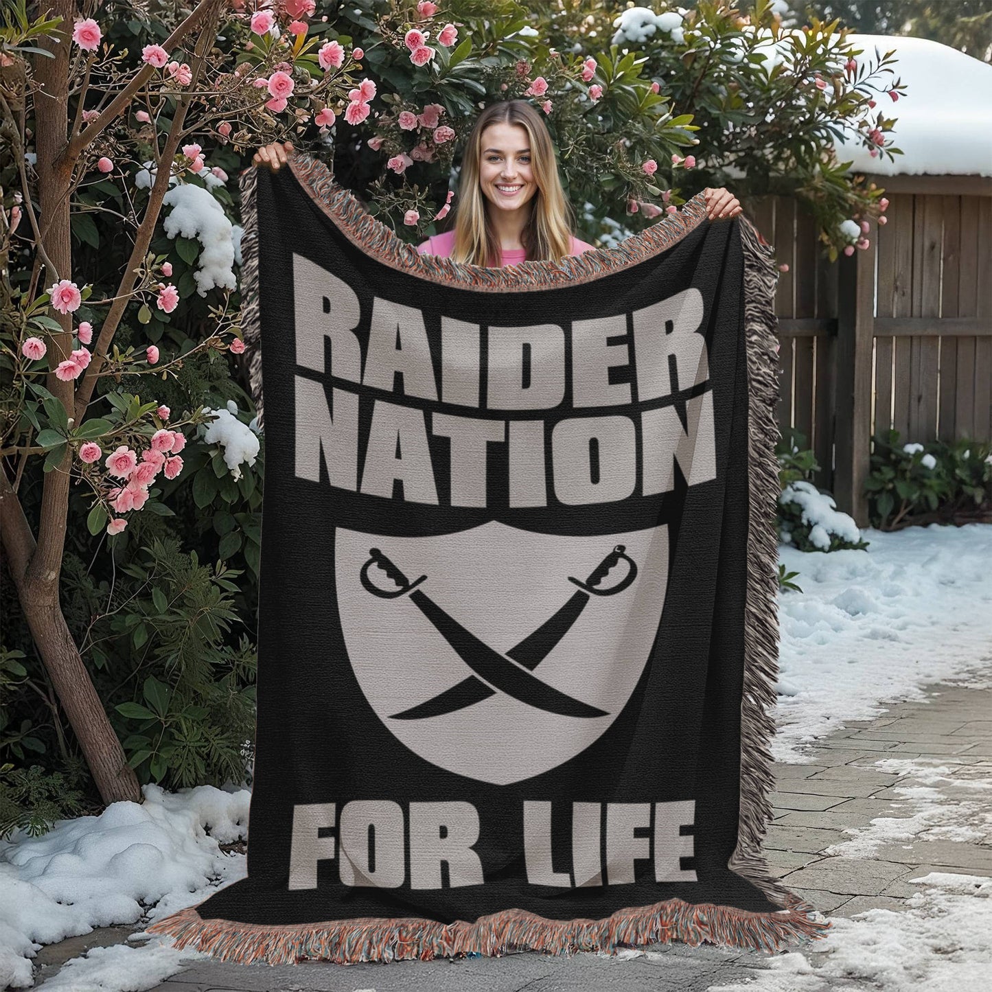 Raider Nation For Life Heirloom Artwork Woven Blanket-Express Your Love Gifts