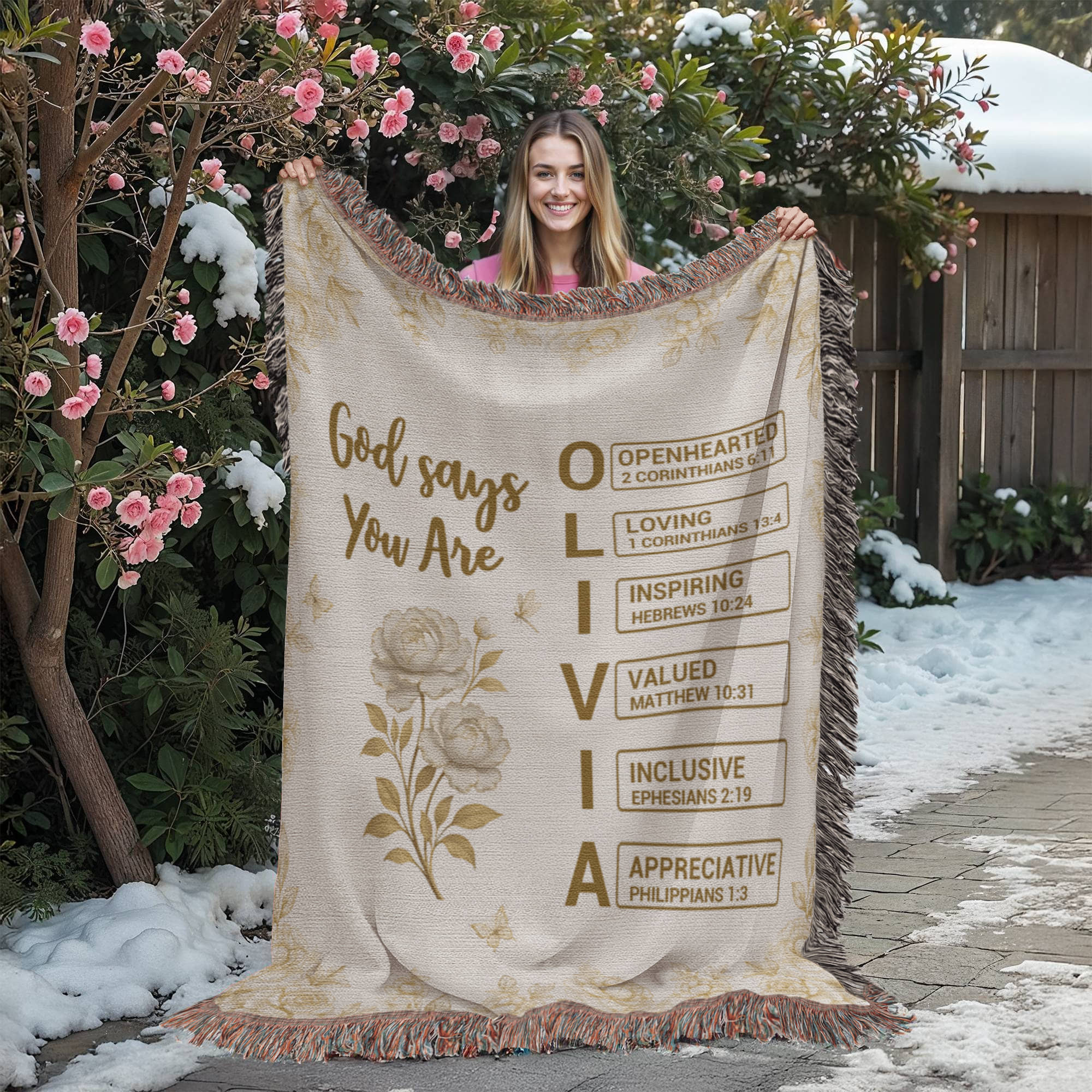 Personalized Heirloom Artwork Woven Blanket God Says You Are-Express Your Love Gifts