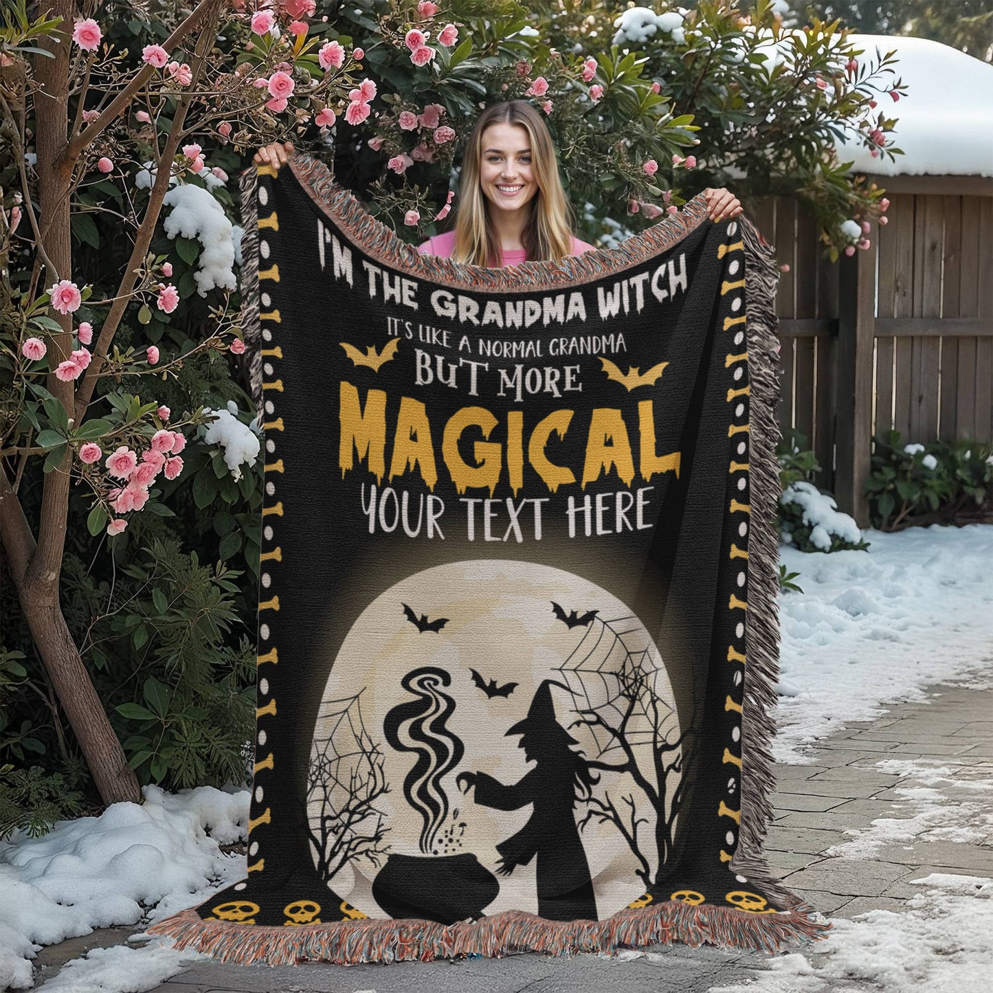 Personalized Heirloom Artwork Woven Blanket Grandma Witch-Express Your Love Gifts