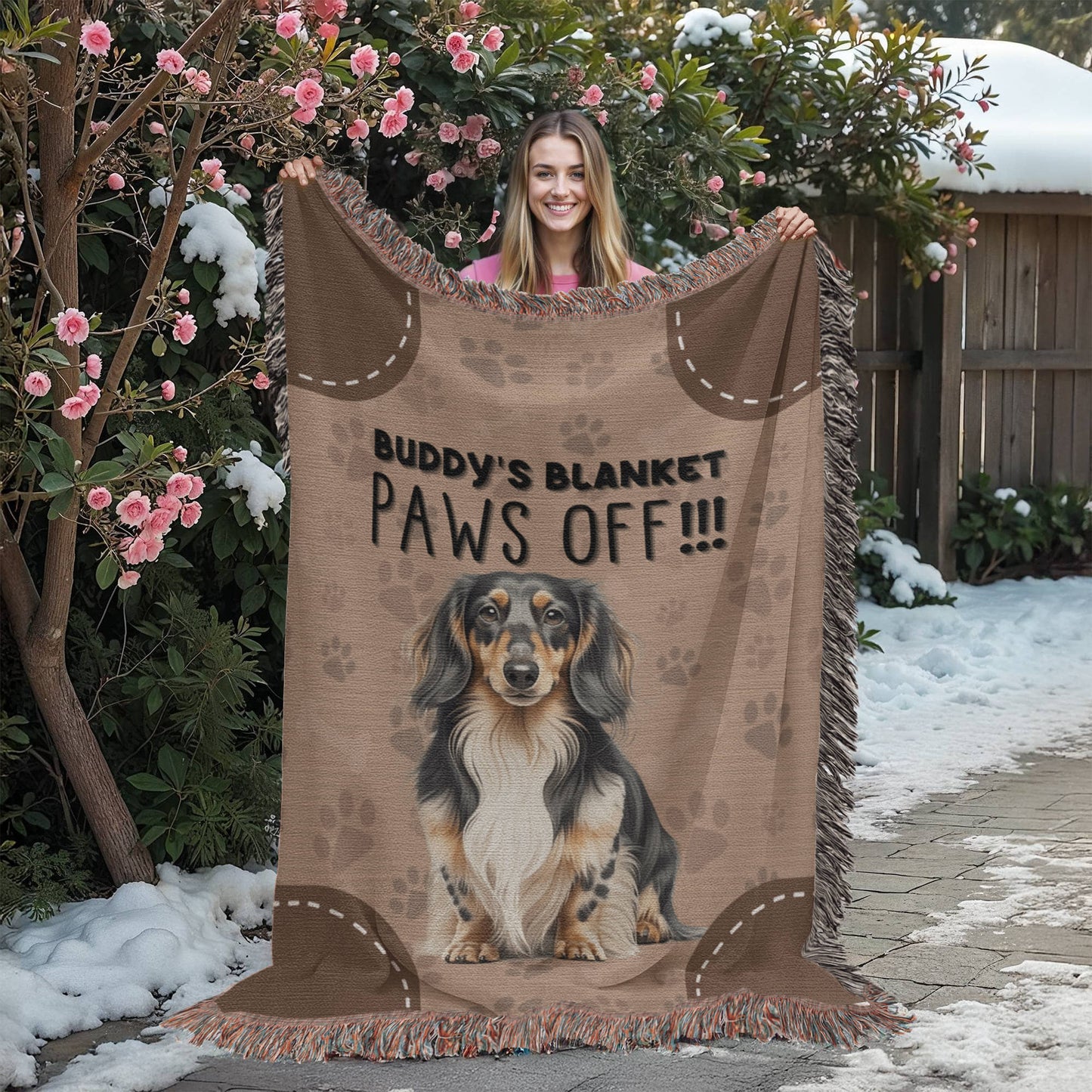 Heirloom Artwork Woven Blanket Paws Off-Express Your Love Gifts