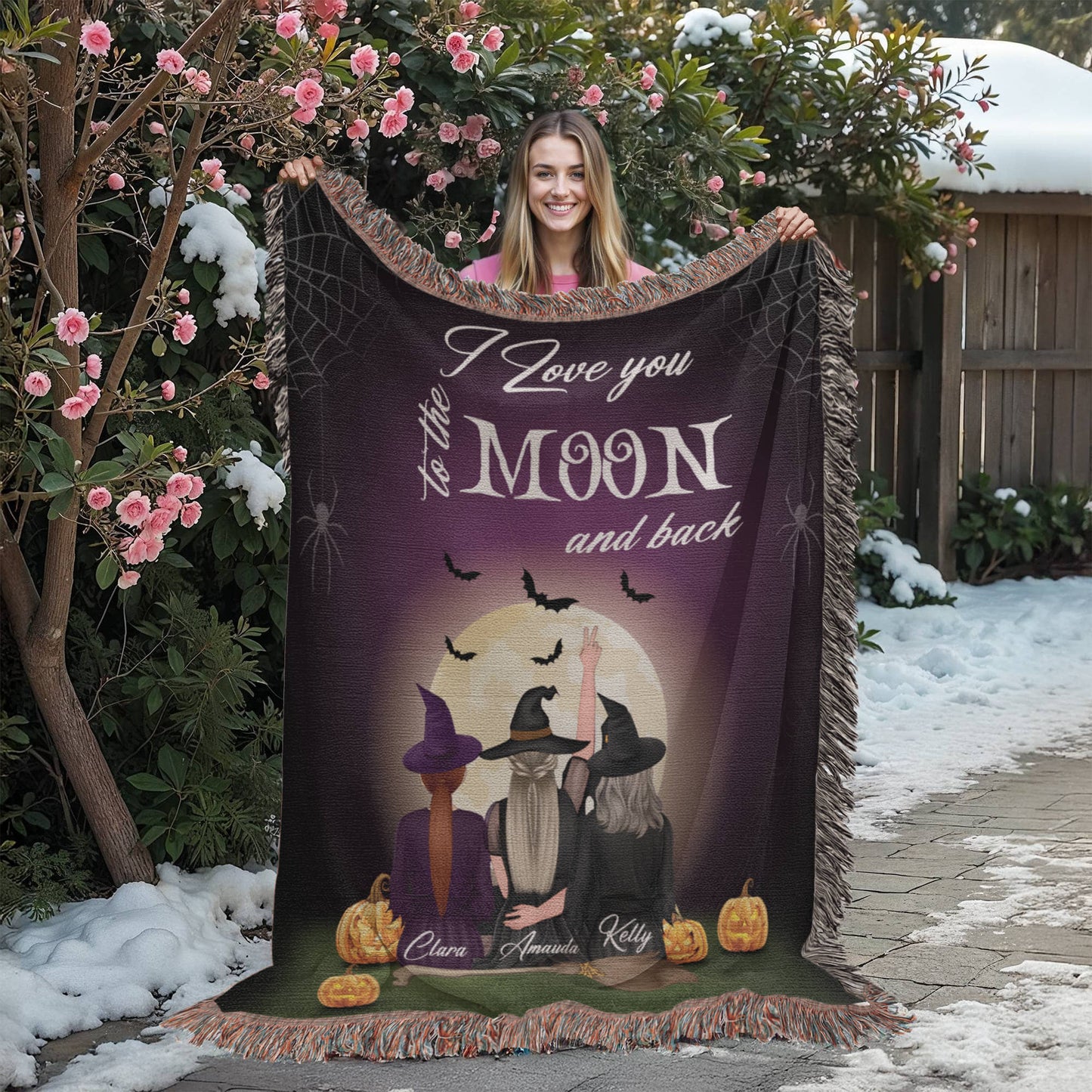 Personalized Heirloom Artwork Woven Blanket I Love You to The Moon and Back-Express Your Love Gifts