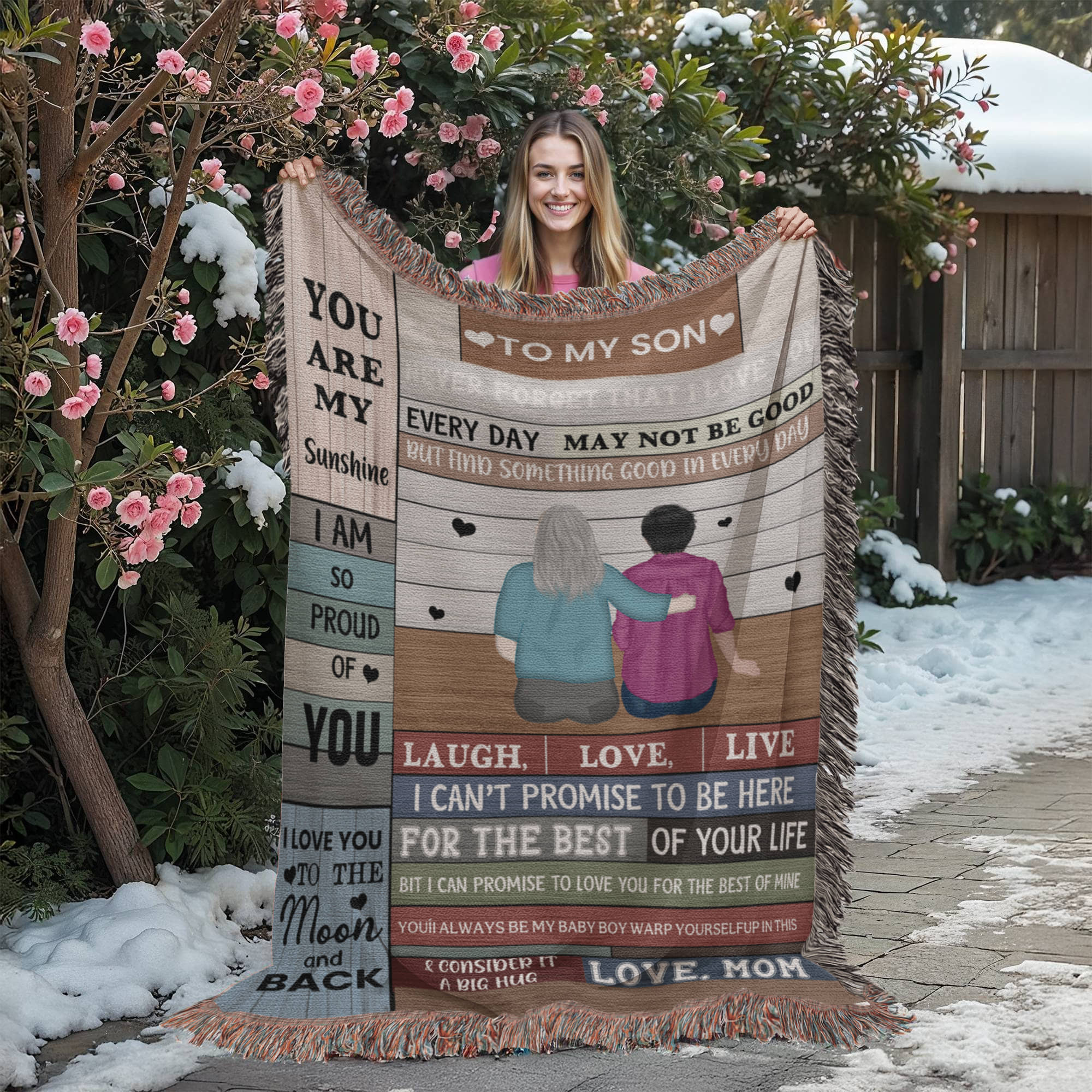 Heirloom Artwork Woven Blanket To My Son You Are My Sunshine-Express Your Love Gifts