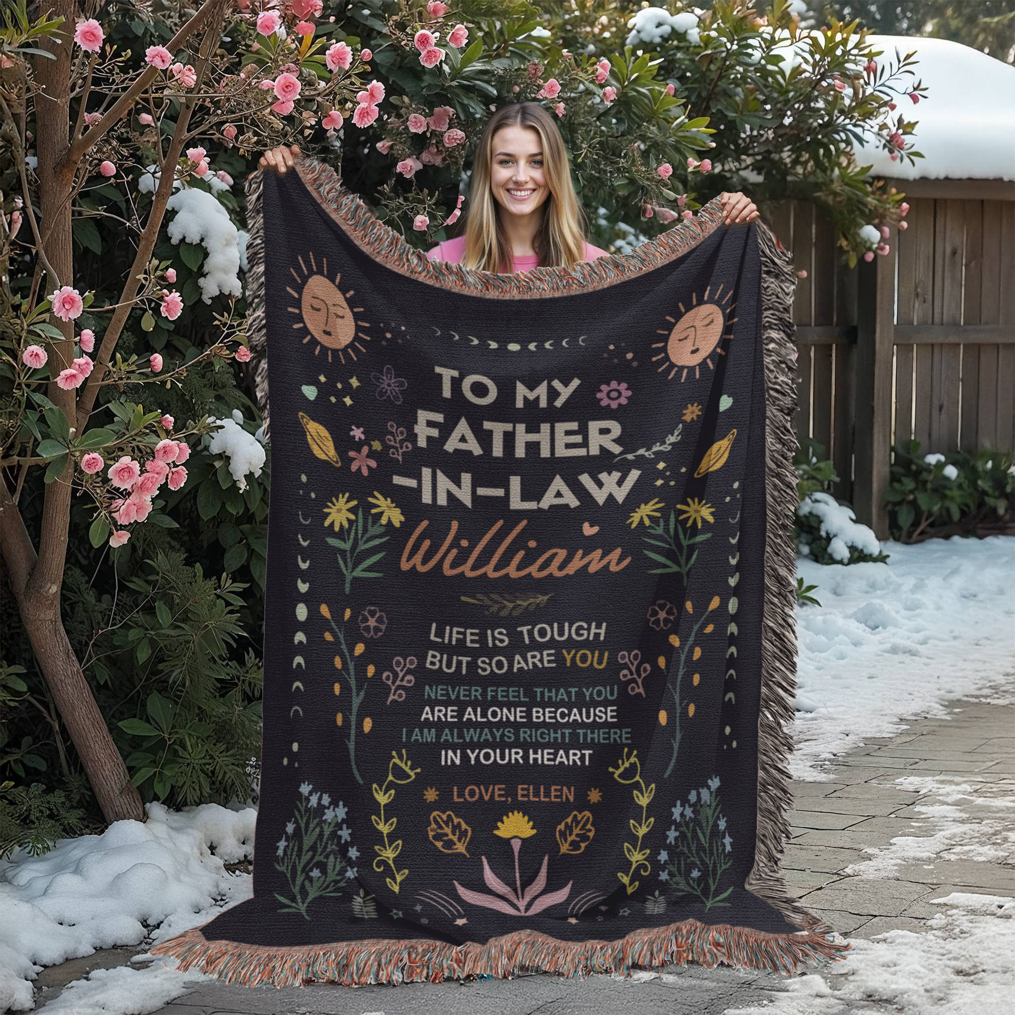 Personalized Heirloom Artwork Woven Blanket Life is Tough-Express Your Love Gifts