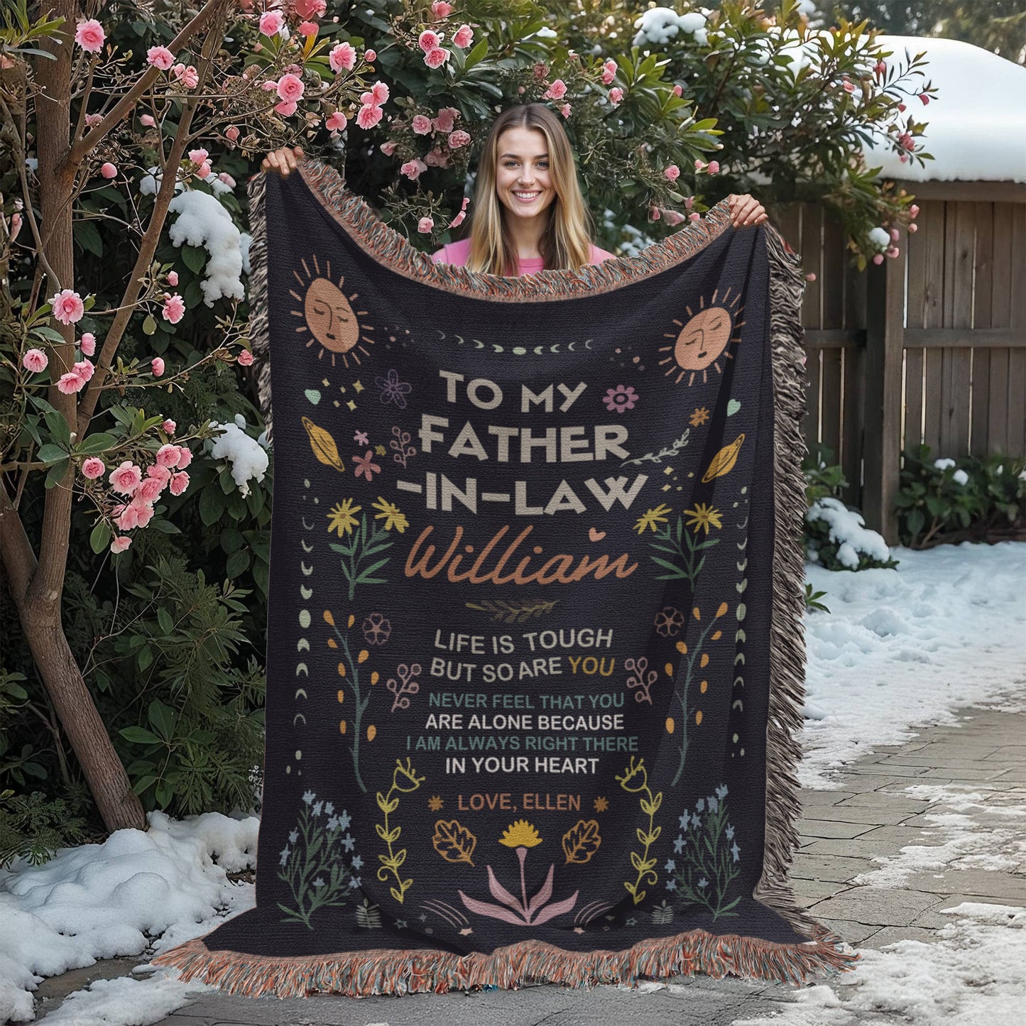 Personalized Heirloom Artwork Woven Blanket Life is Tough-Express Your Love Gifts