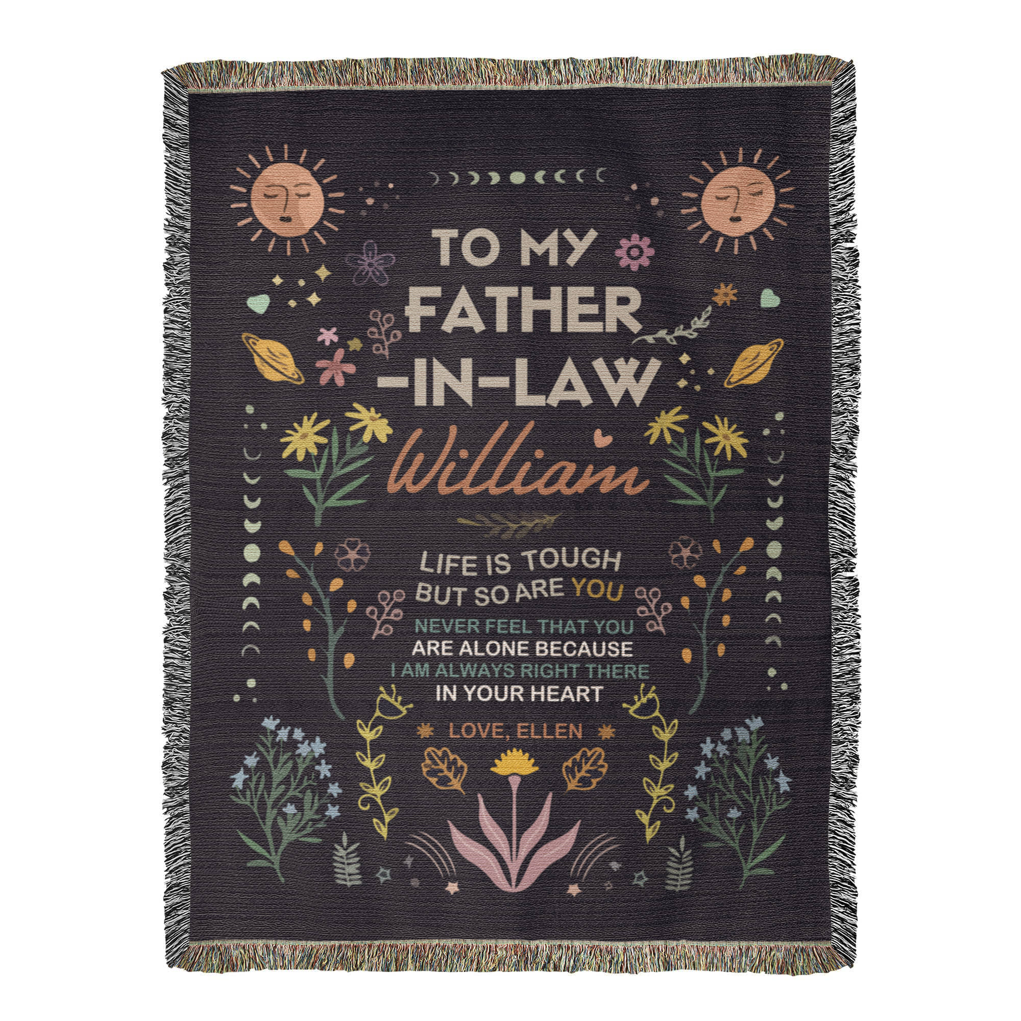 Personalized Heirloom Artwork Woven Blanket Life is Tough-Express Your Love Gifts