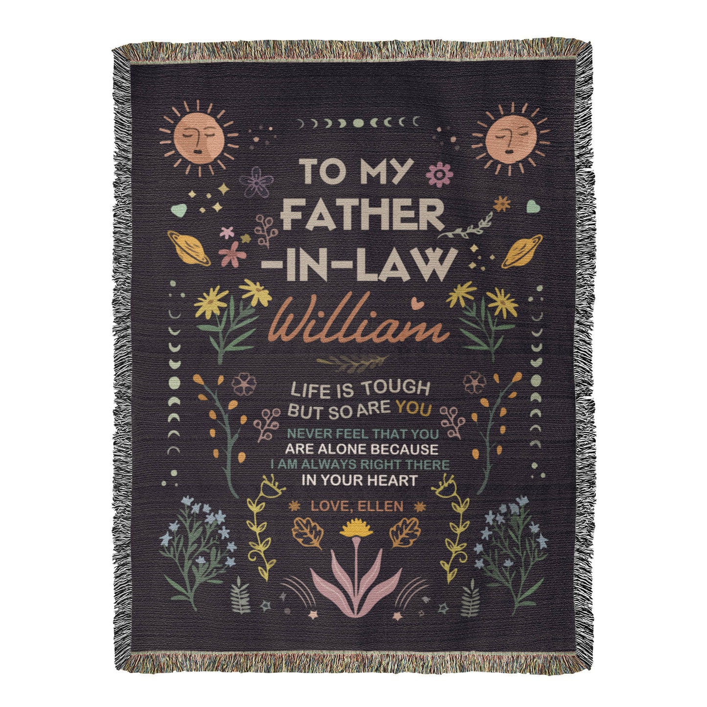 Personalized Heirloom Artwork Woven Blanket Life is Tough-Express Your Love Gifts