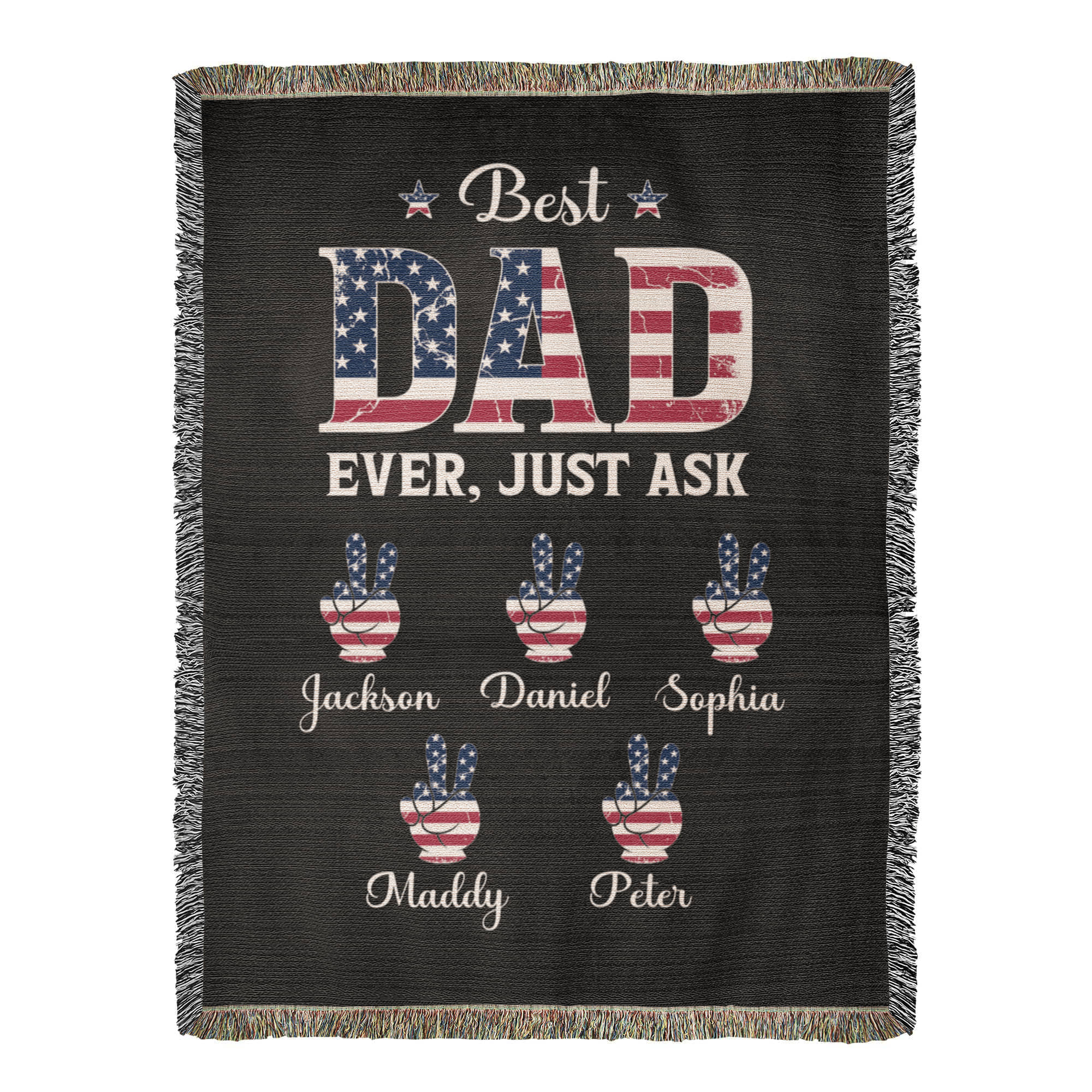 Personalized Heirloom Artwork Woven Blanket Best Dad Ever Just Ask-Express Your Love Gifts