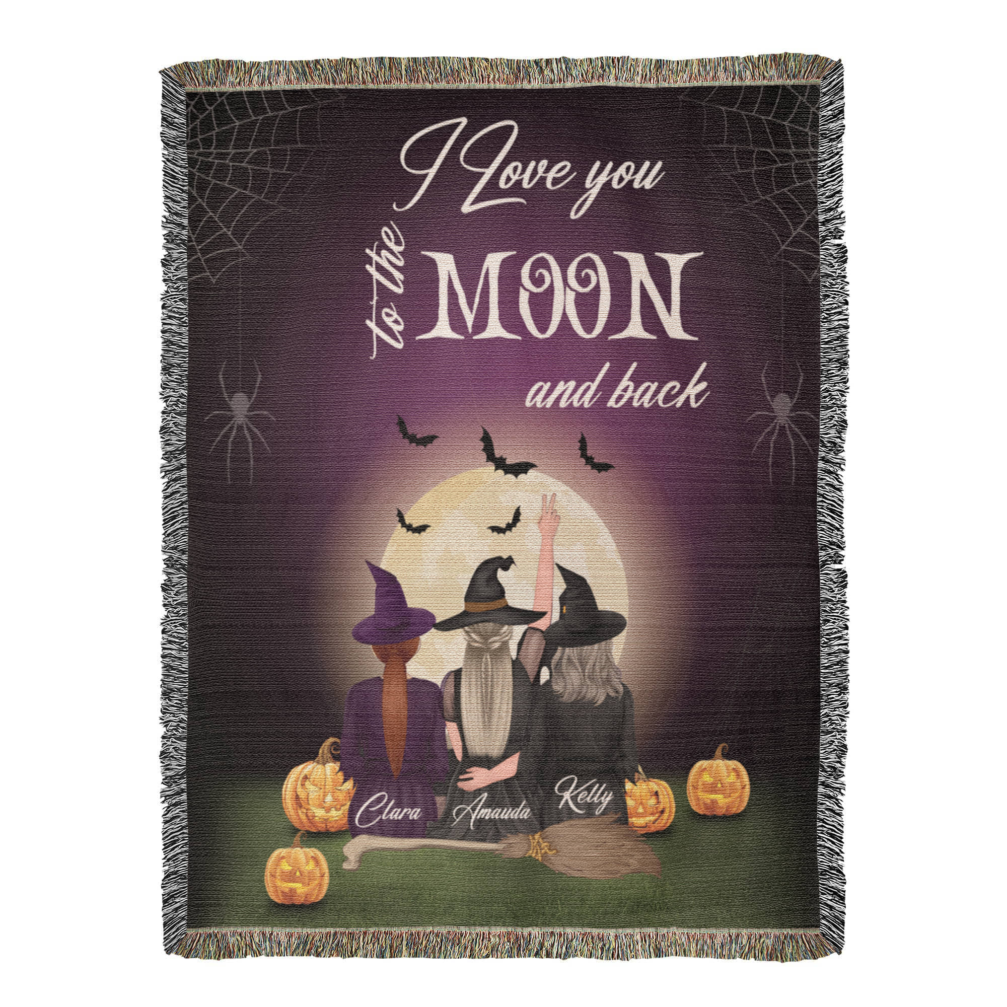 Personalized Heirloom Artwork Woven Blanket I Love You to The Moon and Back-Express Your Love Gifts