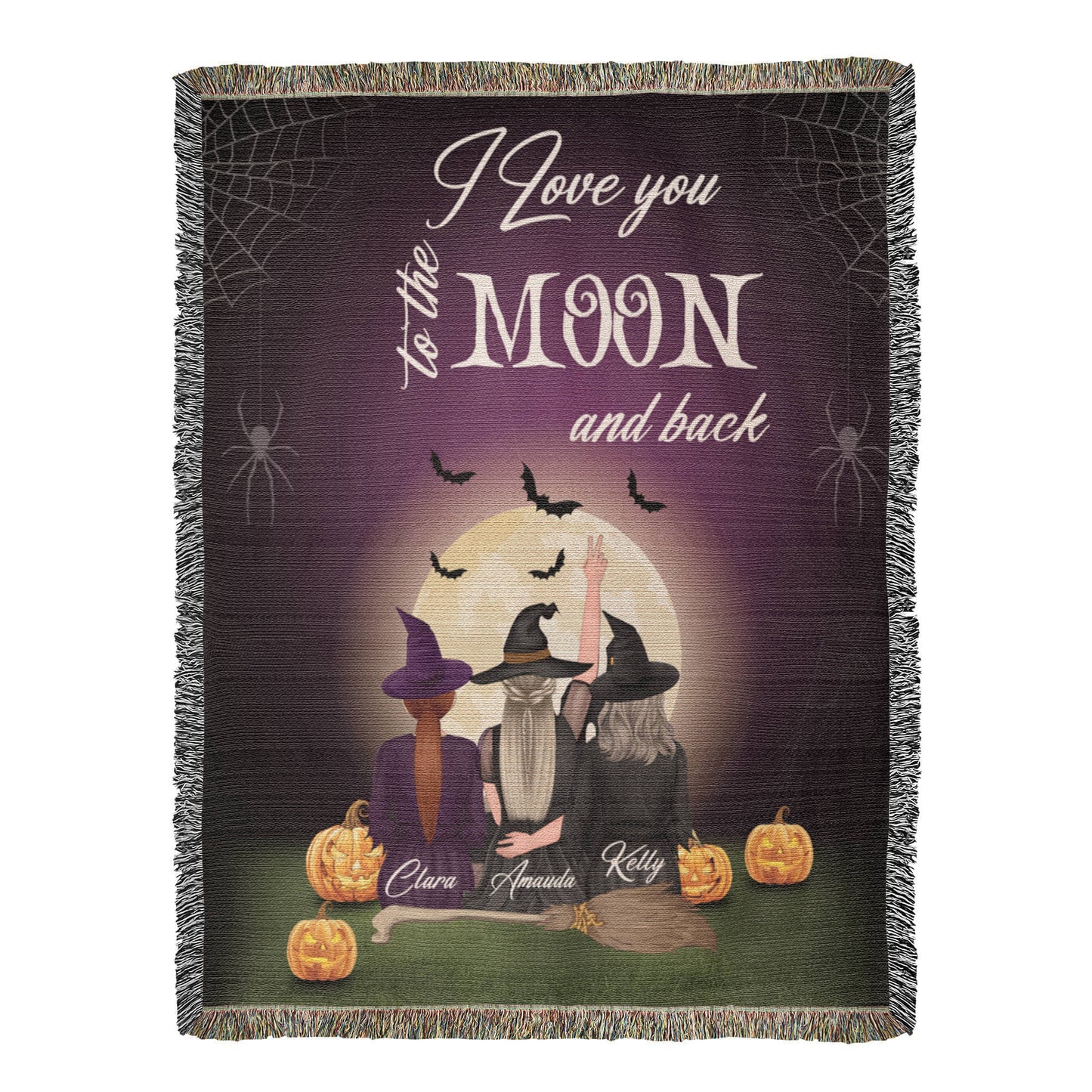 Personalized Heirloom Artwork Woven Blanket I Love You to The Moon and Back-Express Your Love Gifts