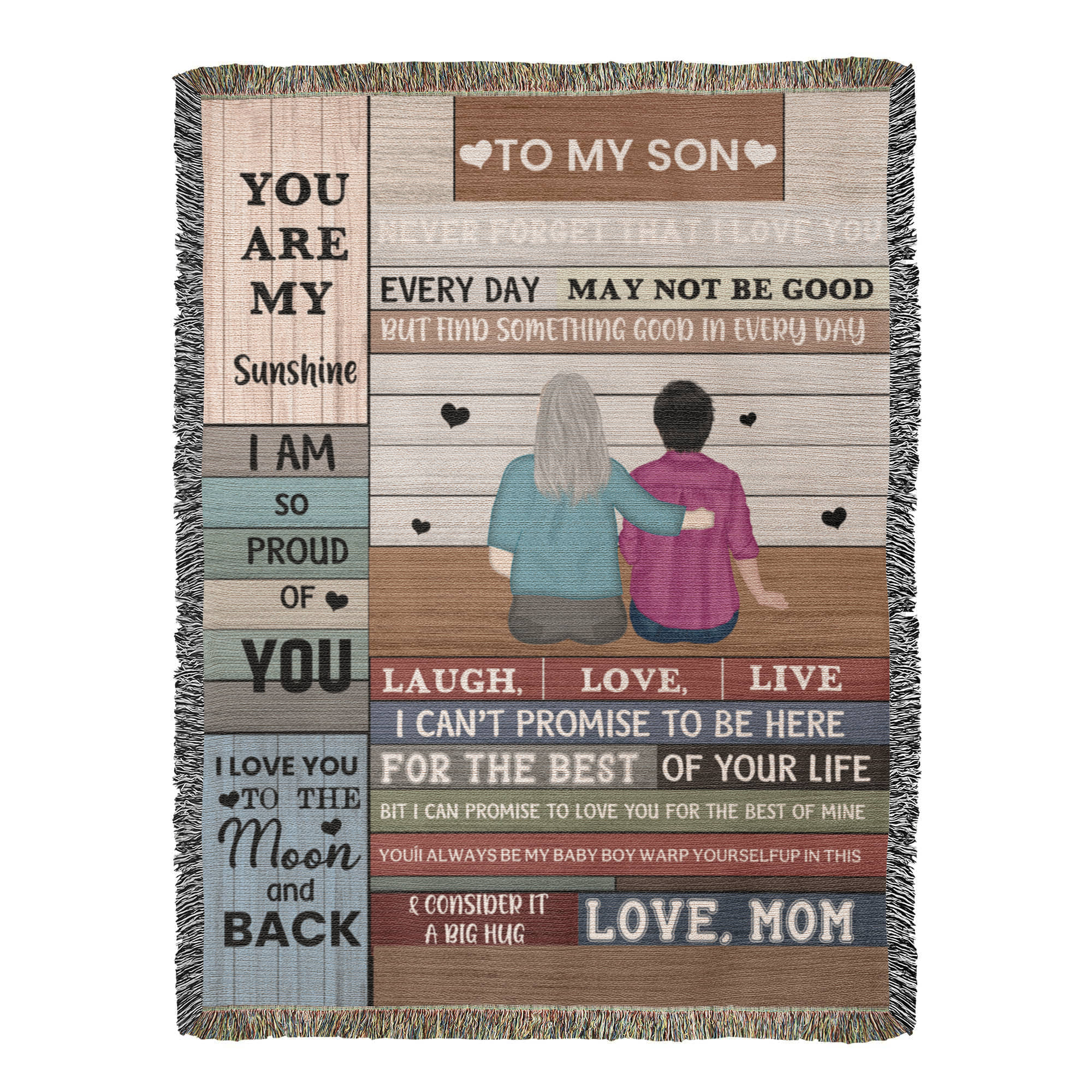 Heirloom Artwork Woven Blanket To My Son You Are My Sunshine-Express Your Love Gifts