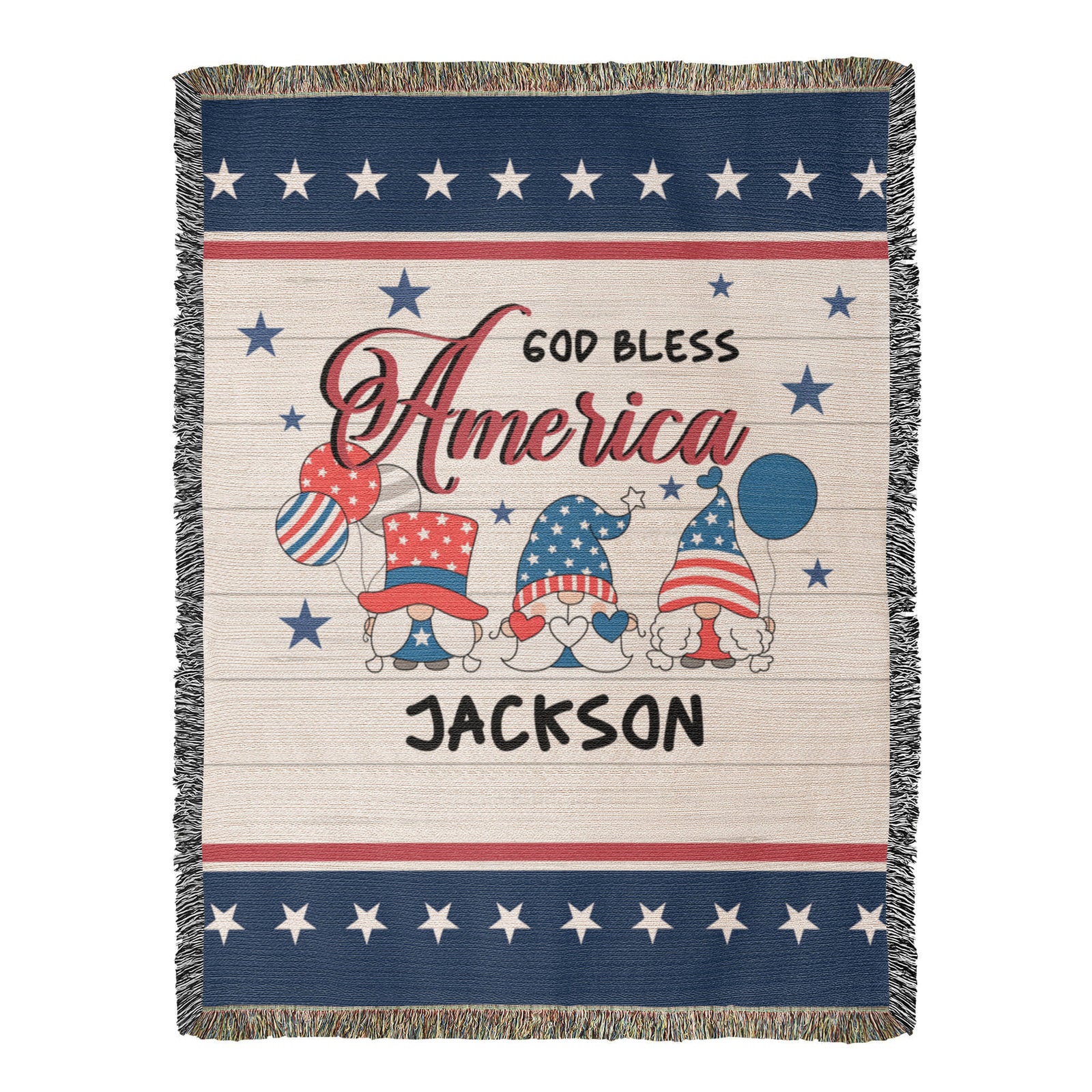 Personalized Heirloom Artwork Woven Blanket God Bless America-Express Your Love Gifts