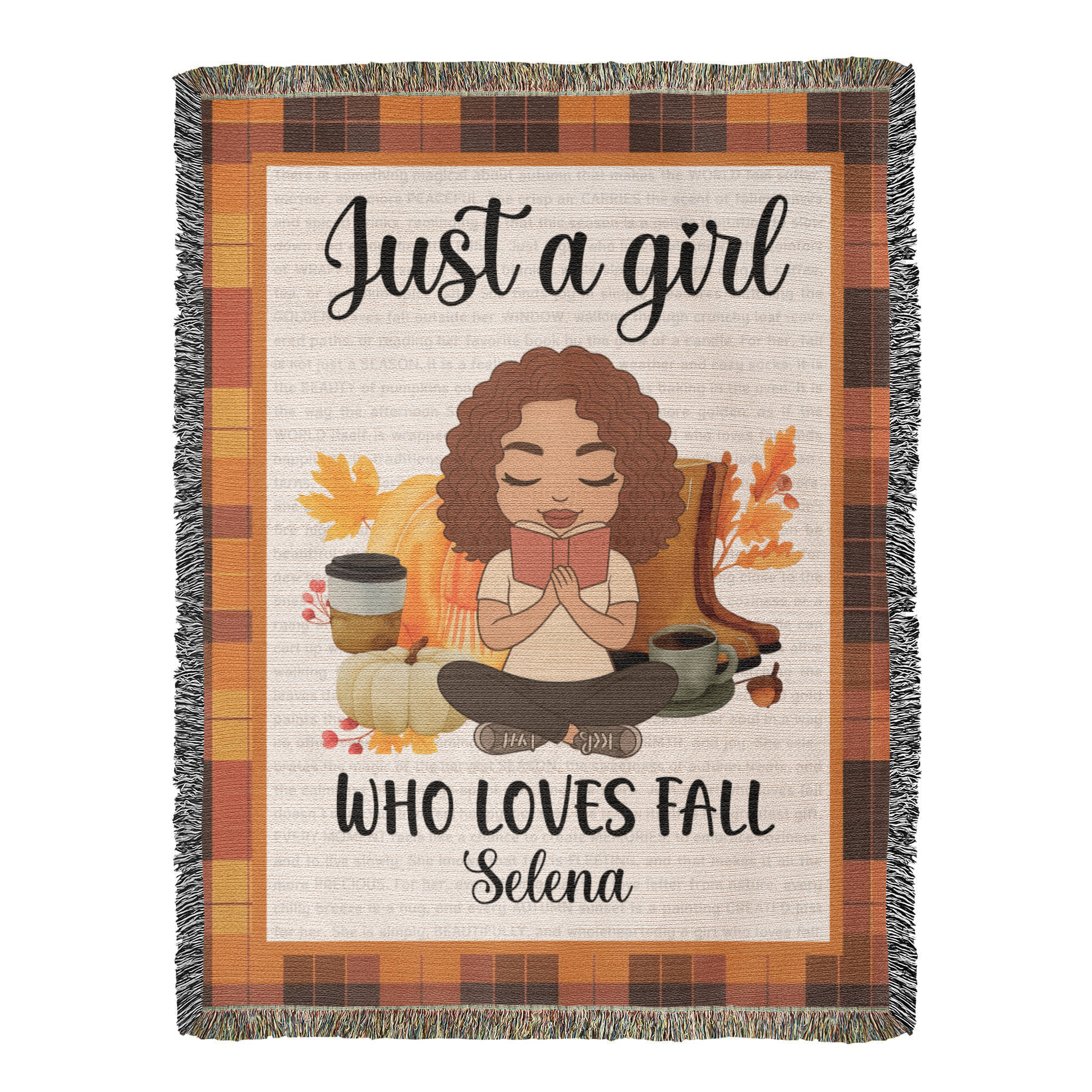 Personalized Heirloom Artwork Woven Blanket Just a Girl-Express Your Love Gifts