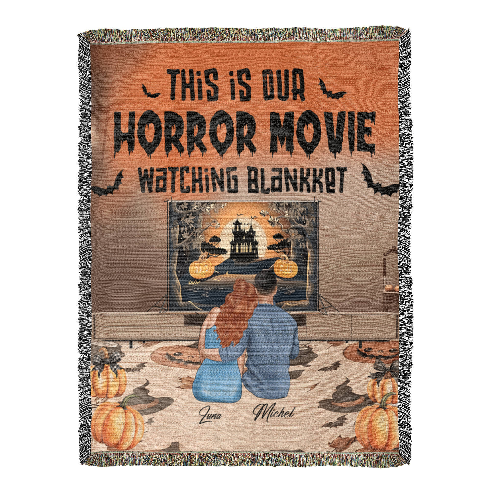 Personalized Heirloom Artwork Woven Blanket Horror Movie-Express Your Love Gifts