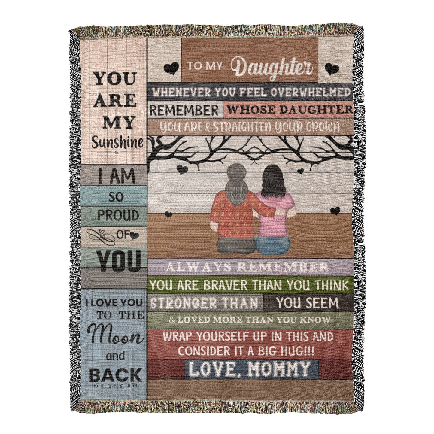 Heirloom Artwork Woven Blanket To My Daughter You Are My Sunshine-Express Your Love Gifts