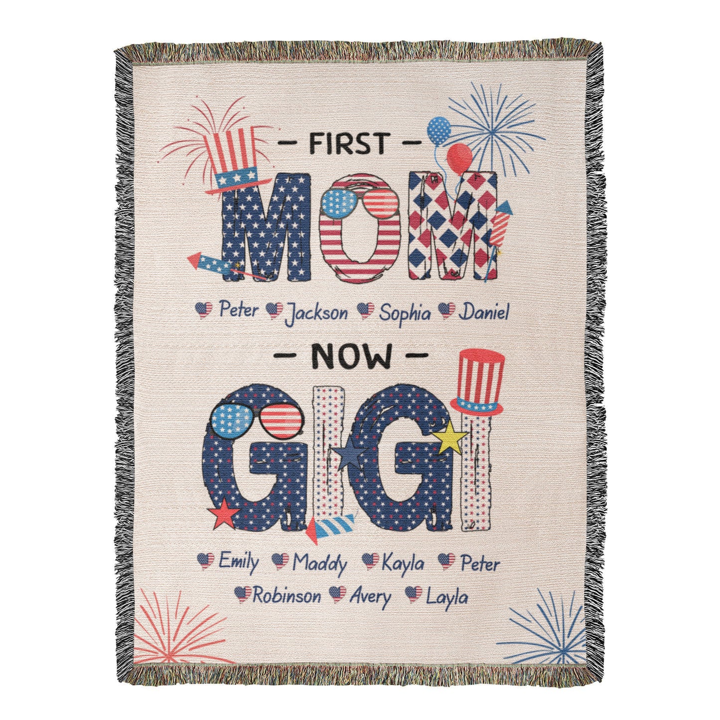 Personalized Heirloom Artwork Woven Blanket First Mom-Express Your Love Gifts
