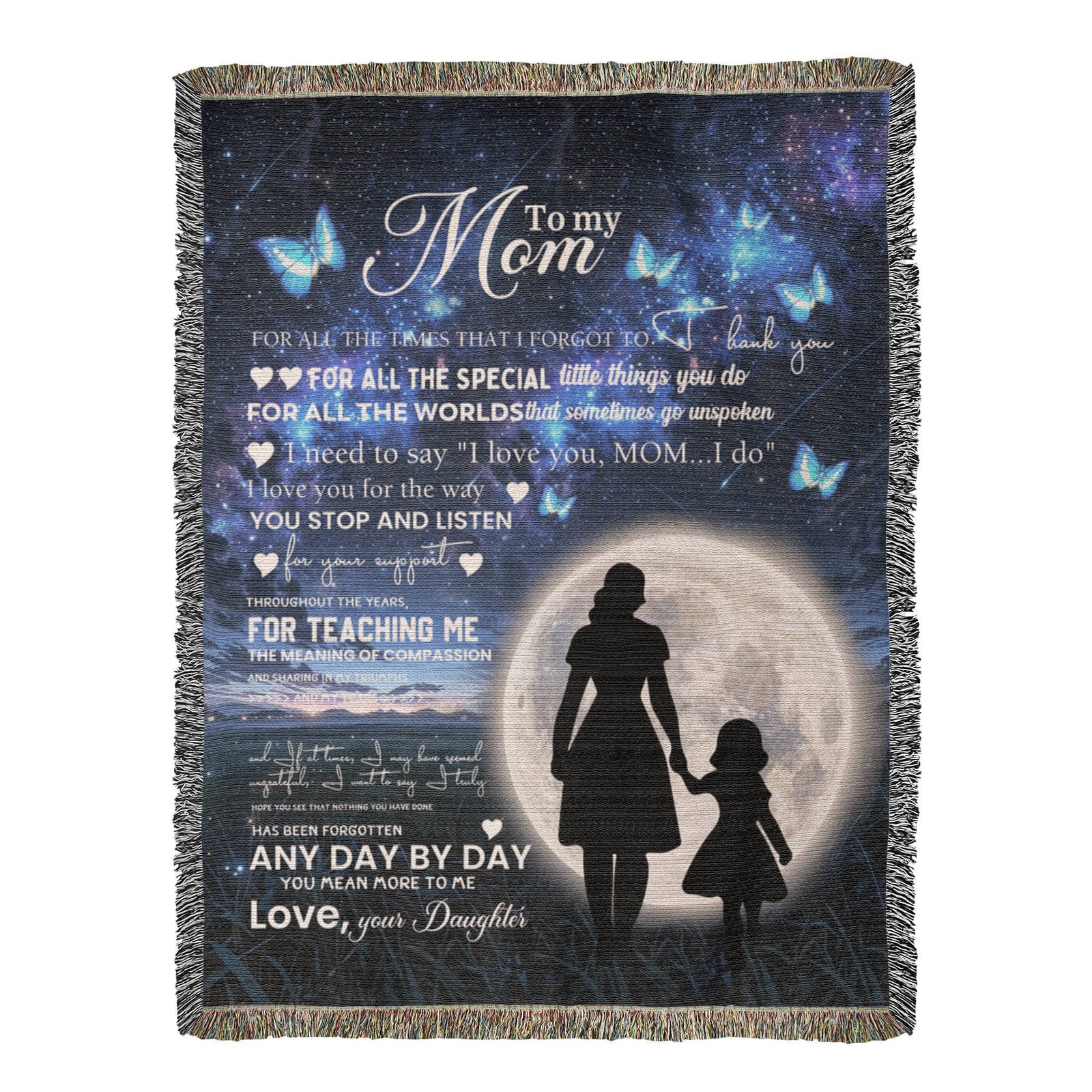 Heirloom Artwork Woven Blanket To My Mom You Mean More To Me-Express Your Love Gifts