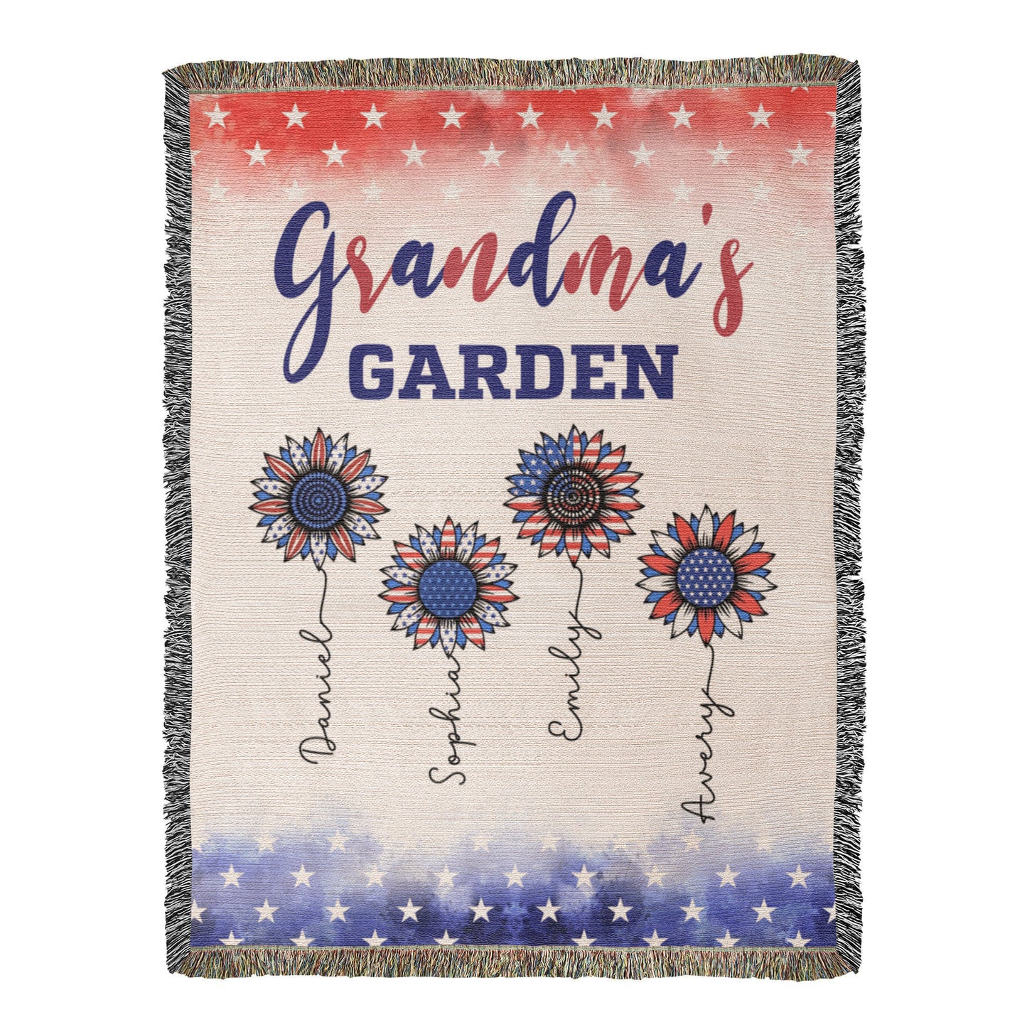 Personalized Heirloom Artwork Woven Blanket Grandma's Garden-Express Your Love Gifts