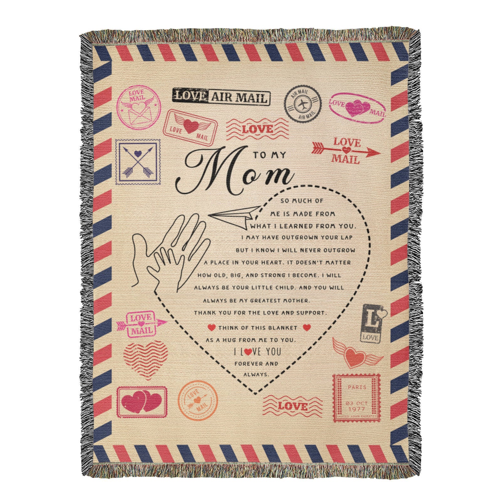 Personalized Heirloom Artwork Woven Blanket Love Mail-Express Your Love Gifts