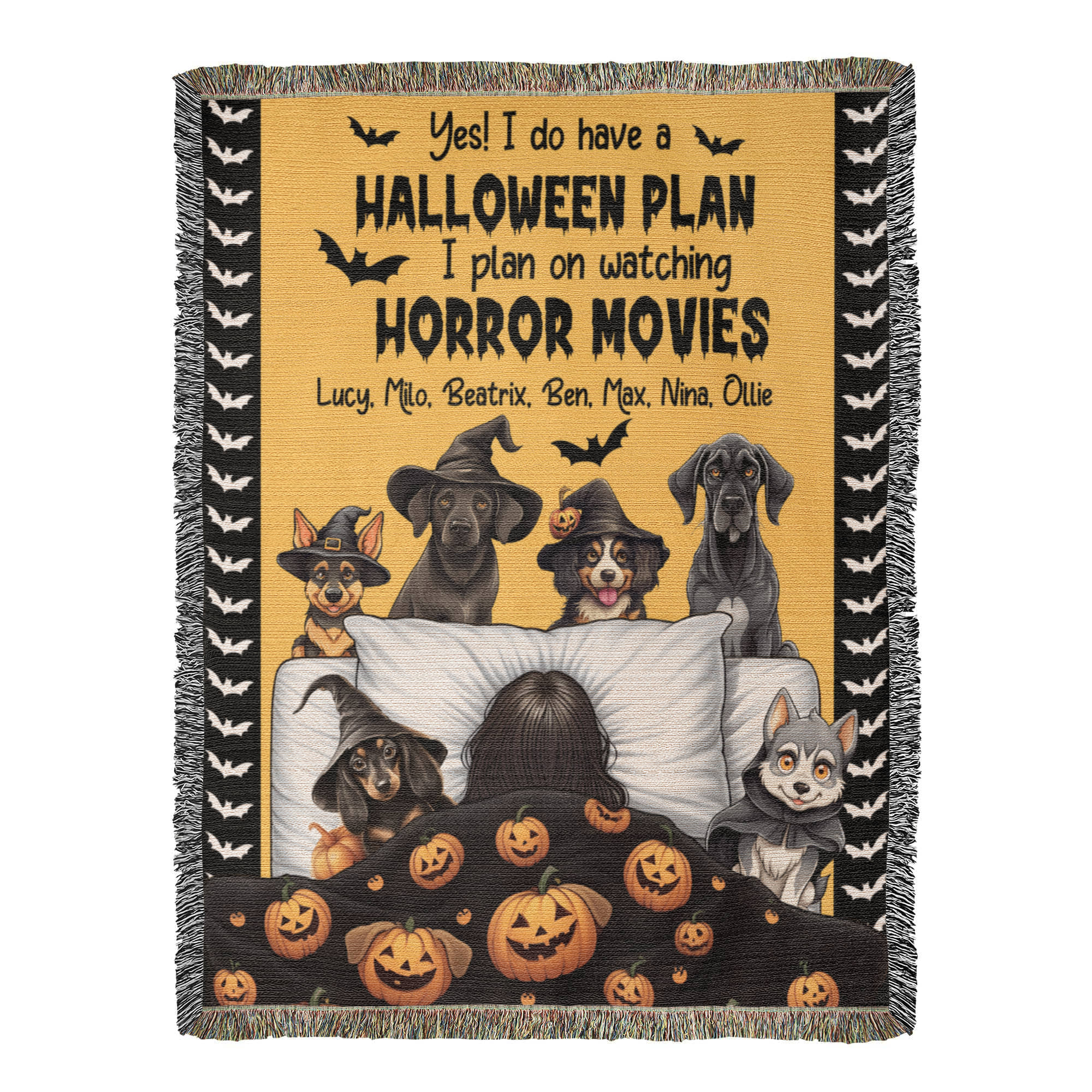 Personalized Heirloom Artwork Woven Blanket Haloween Plan-Express Your Love Gifts